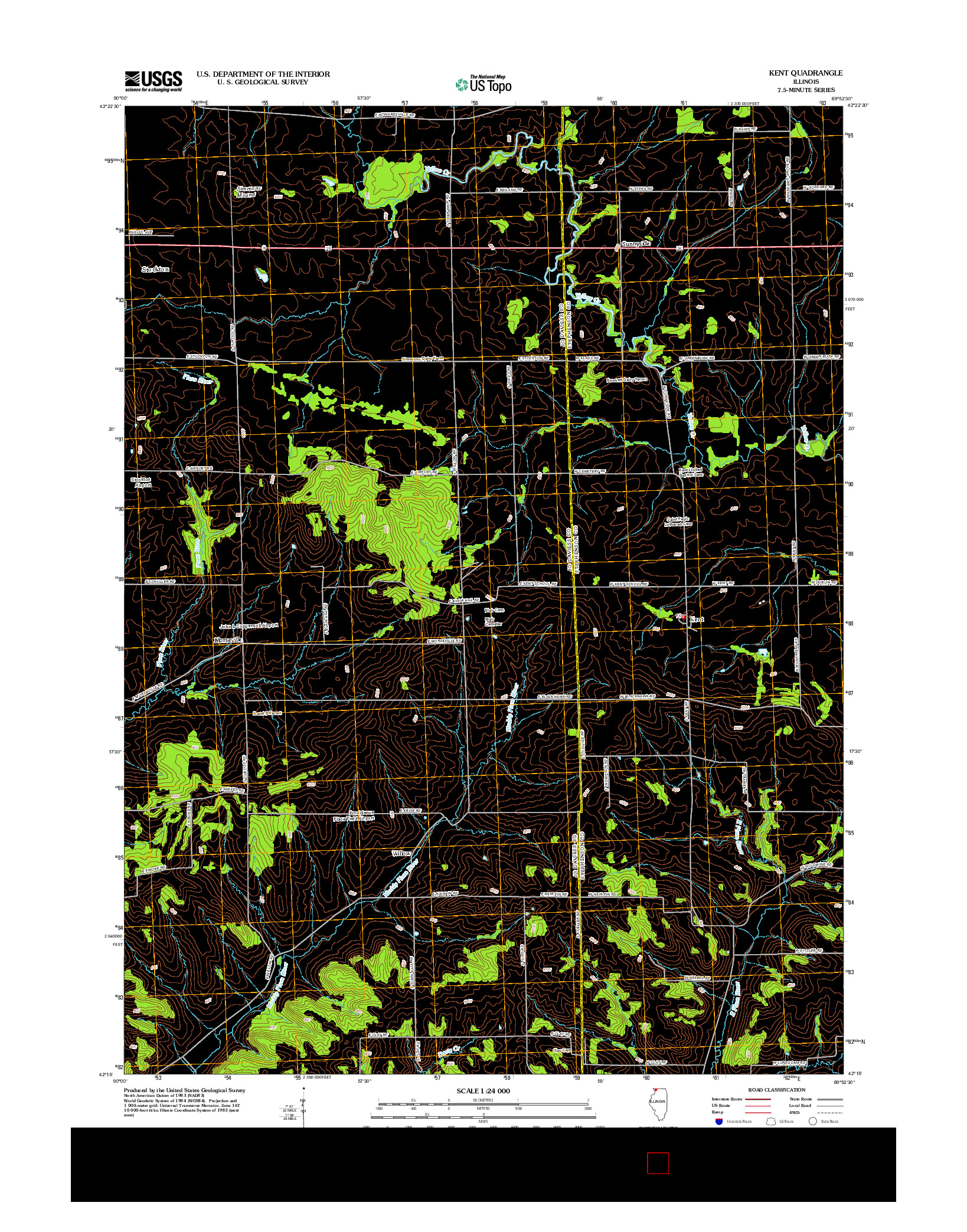 USGS US TOPO 7.5-MINUTE MAP FOR KENT, IL 2012