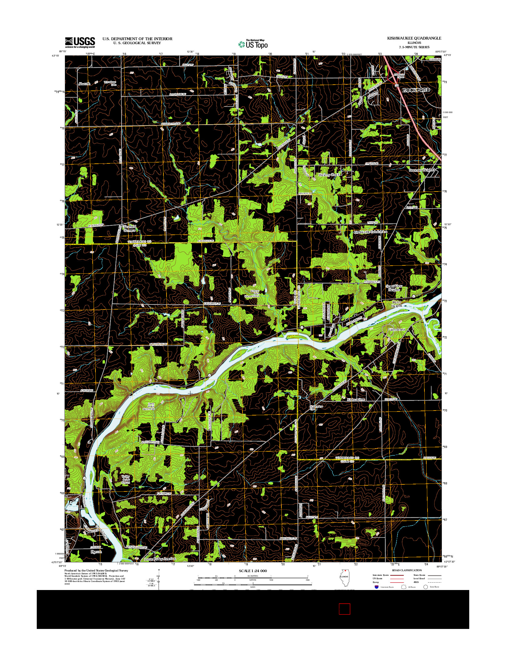 USGS US TOPO 7.5-MINUTE MAP FOR KISHWAUKEE, IL 2012