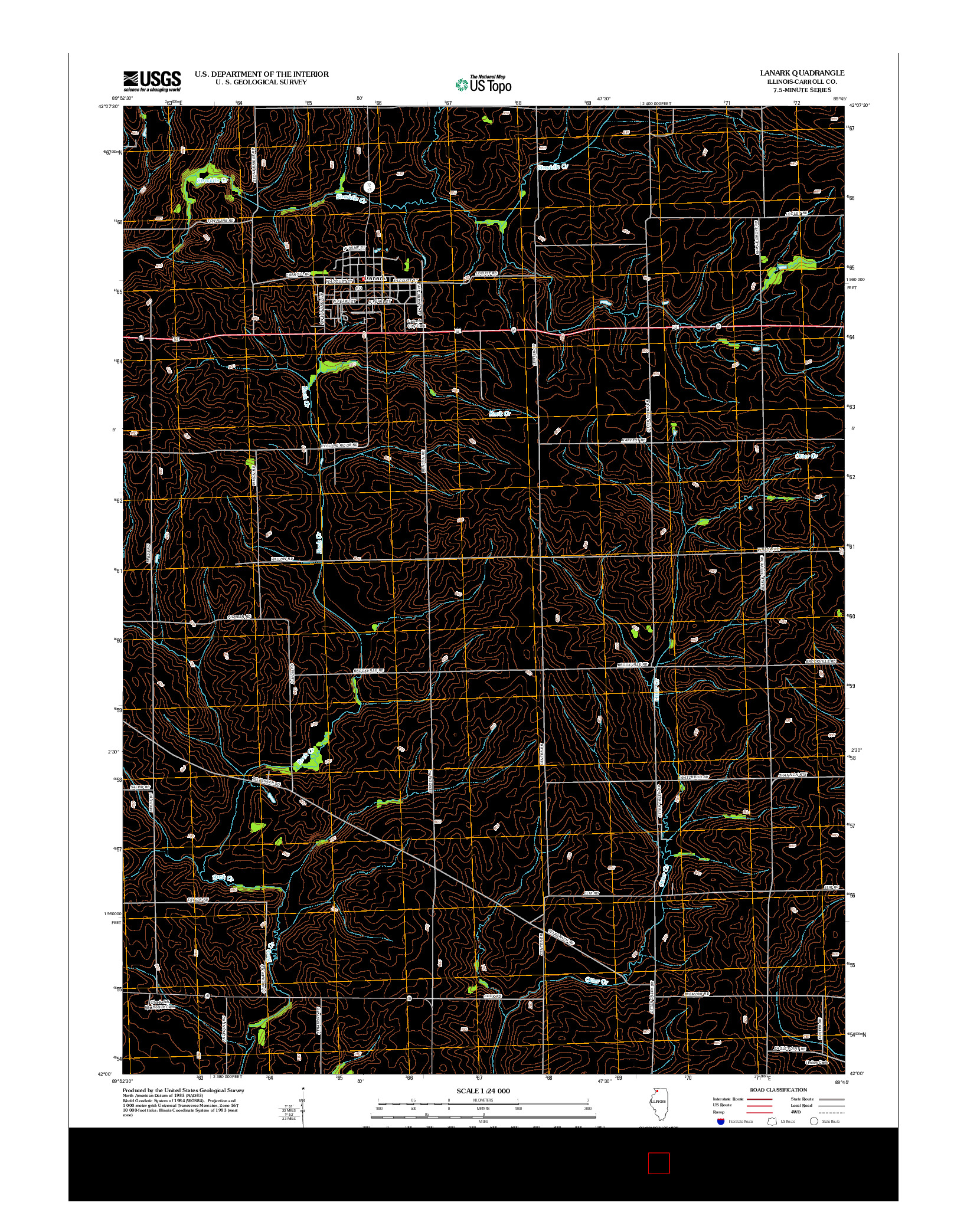 USGS US TOPO 7.5-MINUTE MAP FOR LANARK, IL 2012