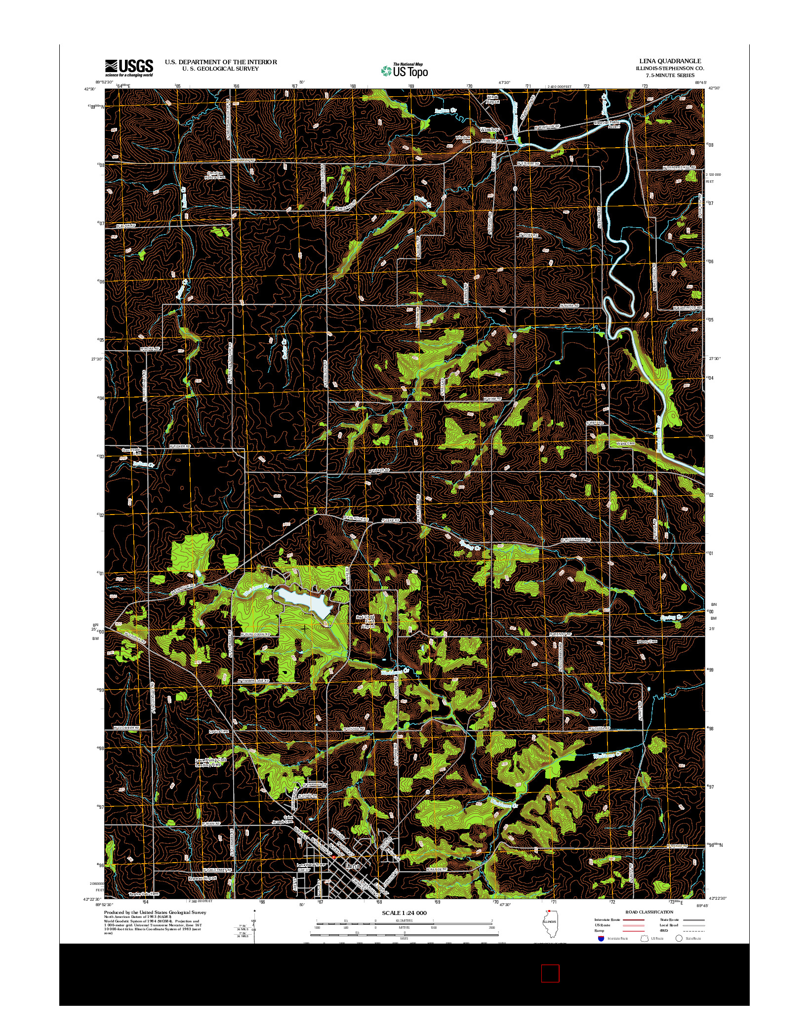 USGS US TOPO 7.5-MINUTE MAP FOR LENA, IL 2012