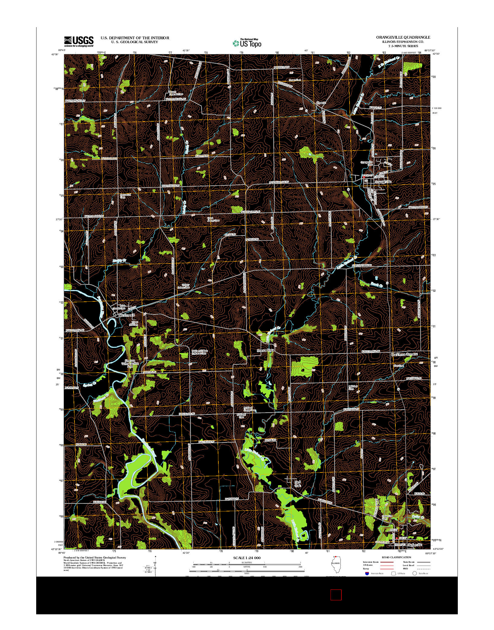 USGS US TOPO 7.5-MINUTE MAP FOR ORANGEVILLE, IL 2012