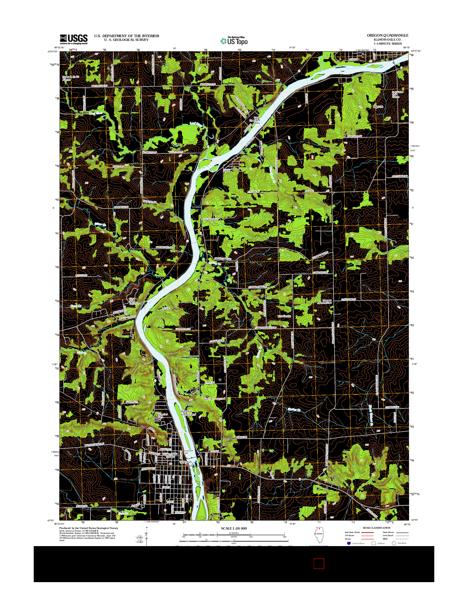 USGS US TOPO 7.5-MINUTE MAP FOR OREGON, IL 2012