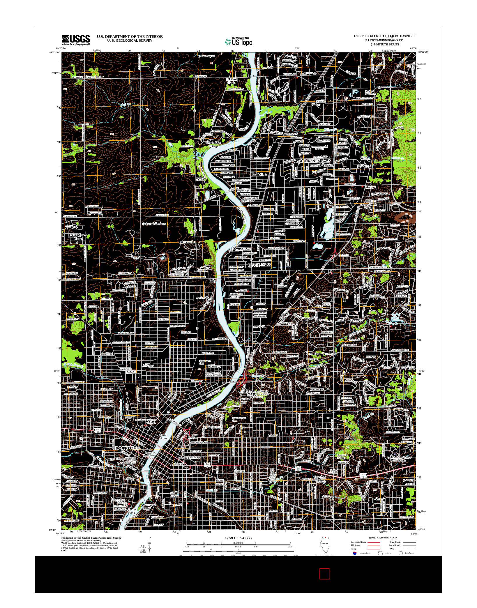 USGS US TOPO 7.5-MINUTE MAP FOR ROCKFORD NORTH, IL 2012