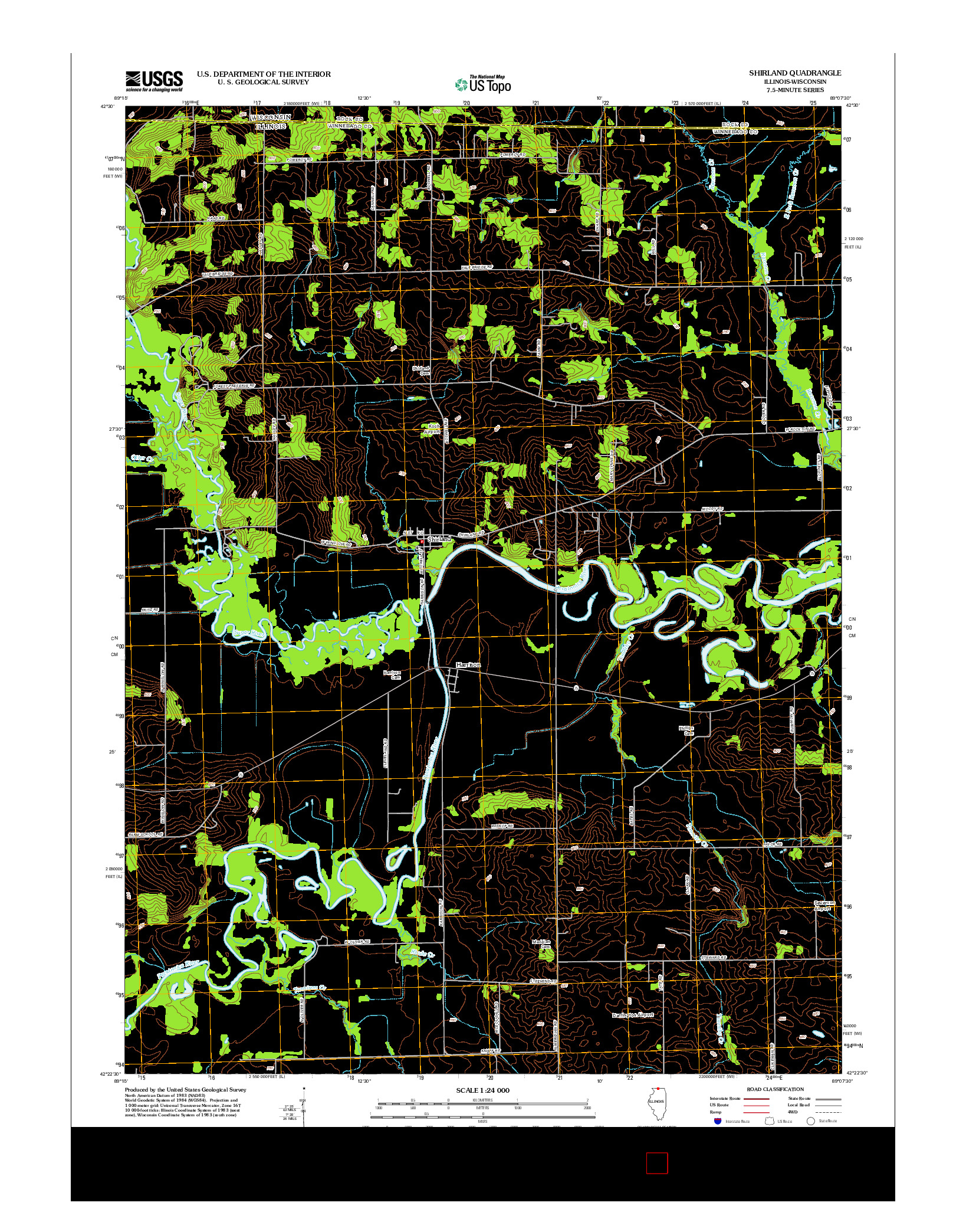 USGS US TOPO 7.5-MINUTE MAP FOR SHIRLAND, IL-WI 2012