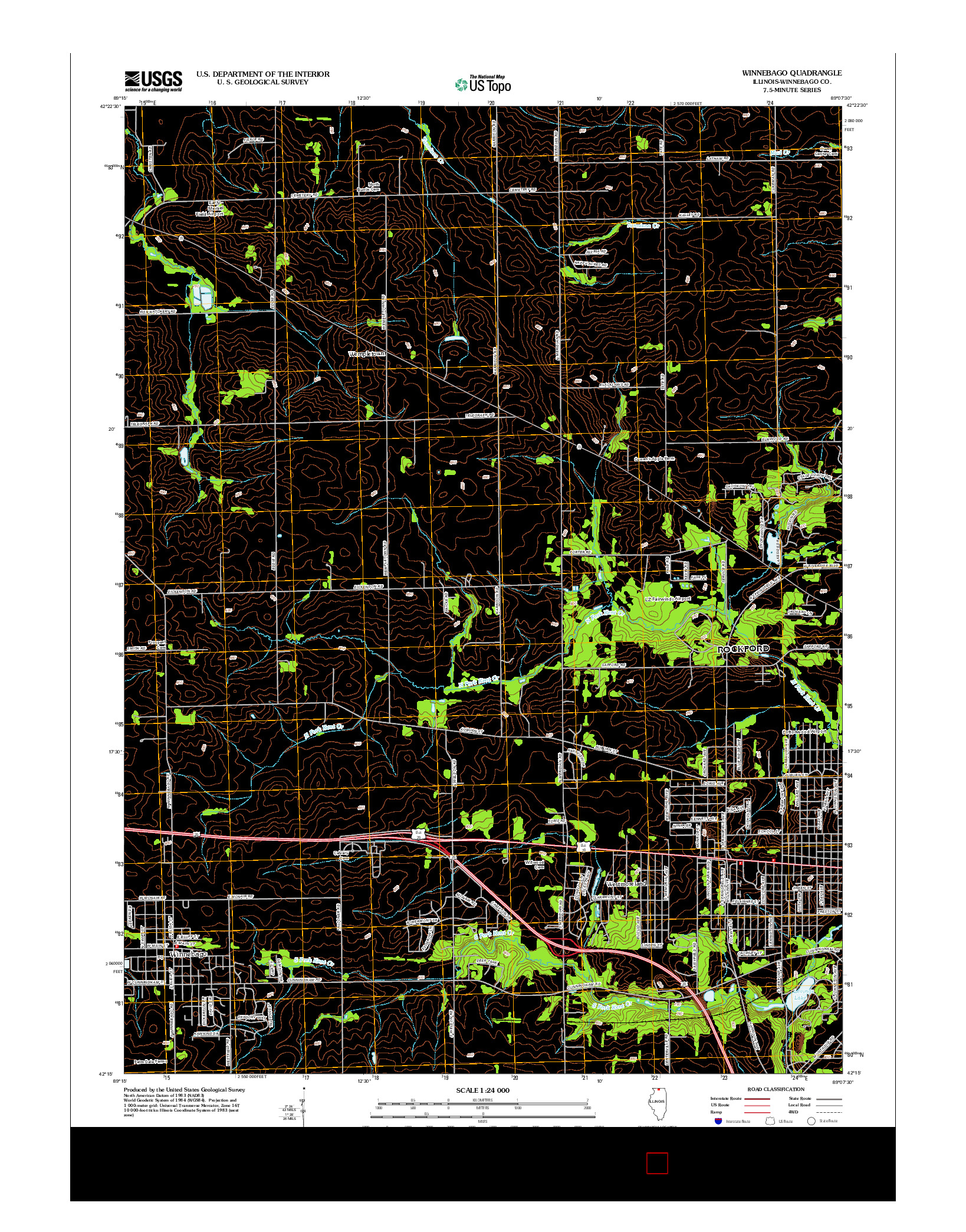 USGS US TOPO 7.5-MINUTE MAP FOR WINNEBAGO, IL 2012