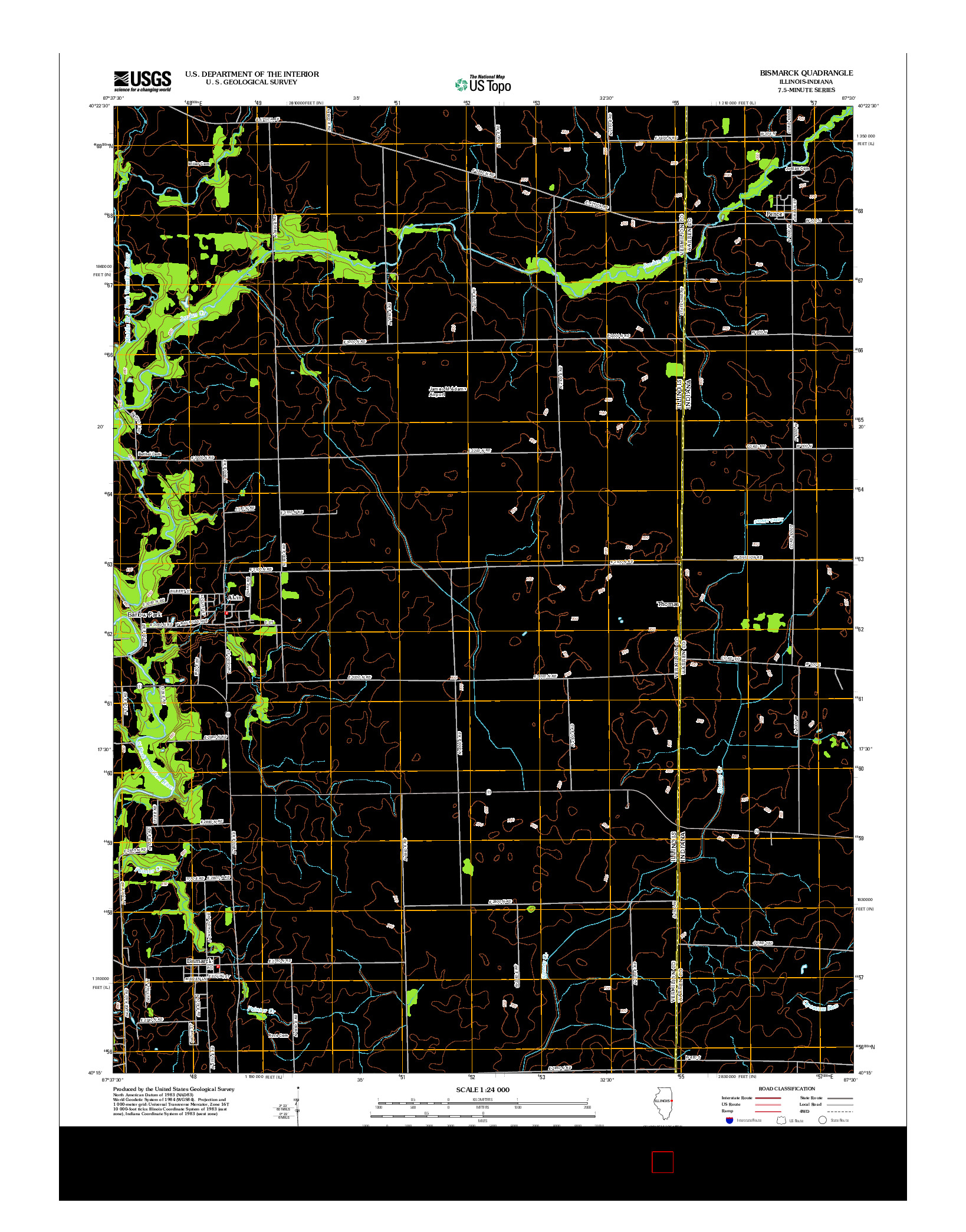 USGS US TOPO 7.5-MINUTE MAP FOR BISMARCK, IL-IN 2012