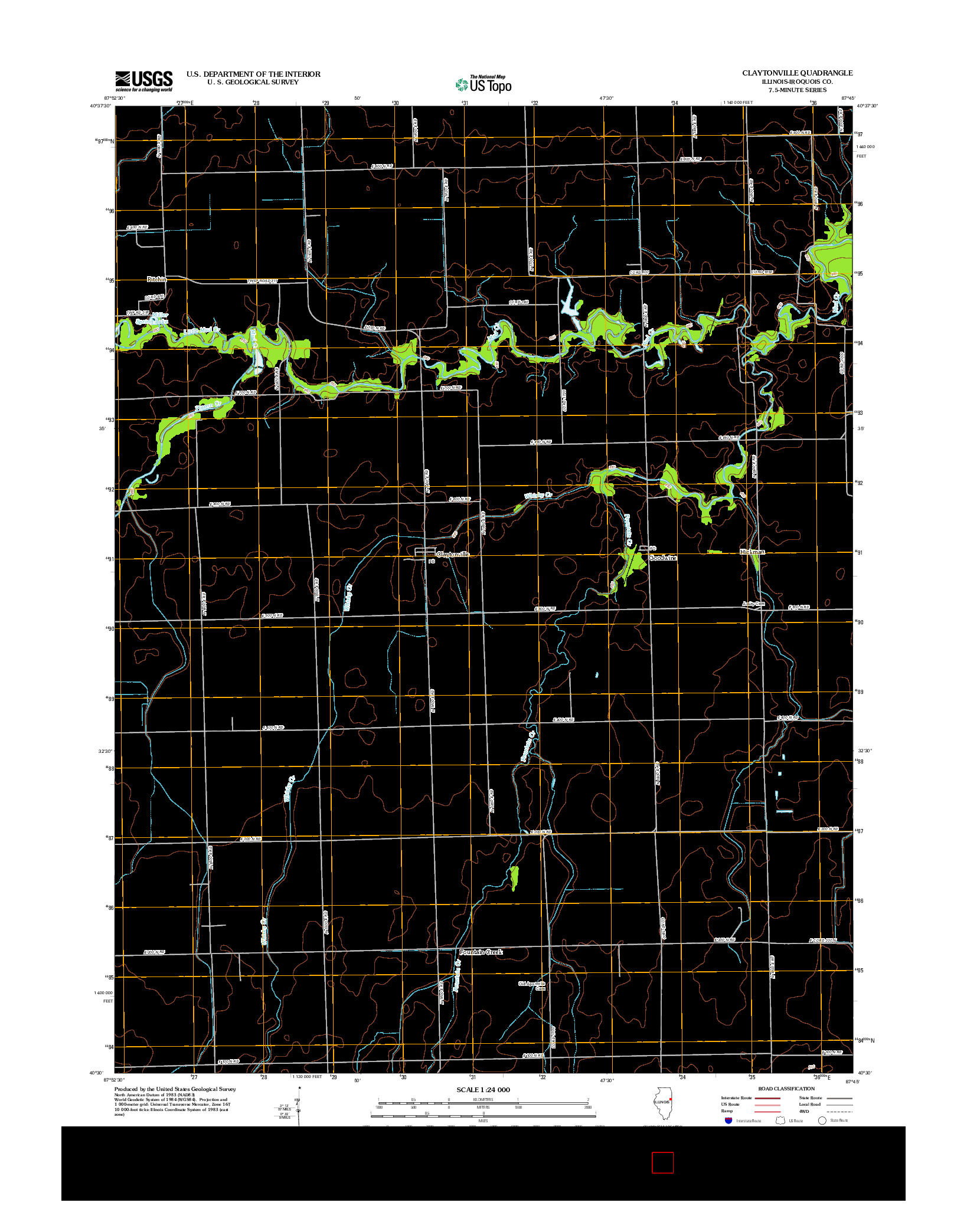 USGS US TOPO 7.5-MINUTE MAP FOR CLAYTONVILLE, IL 2012