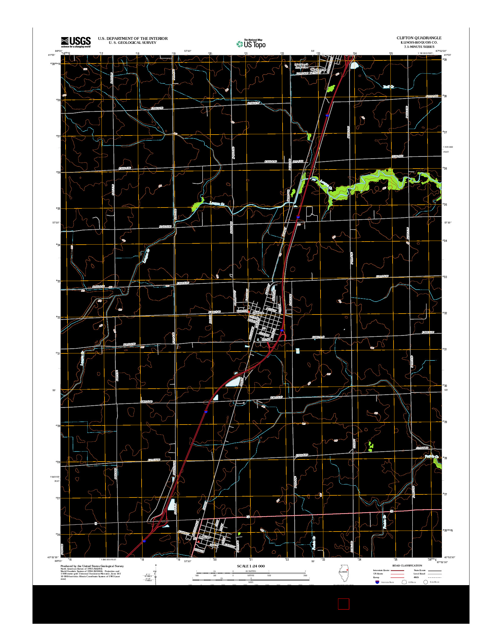 USGS US TOPO 7.5-MINUTE MAP FOR CLIFTON, IL 2012