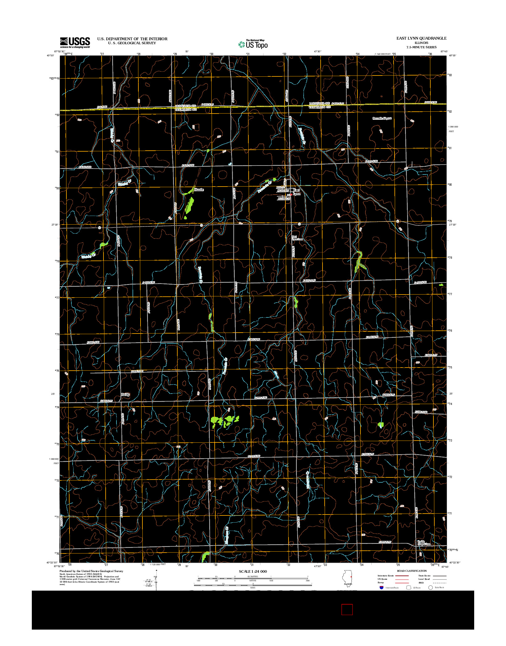 USGS US TOPO 7.5-MINUTE MAP FOR EAST LYNN, IL 2012