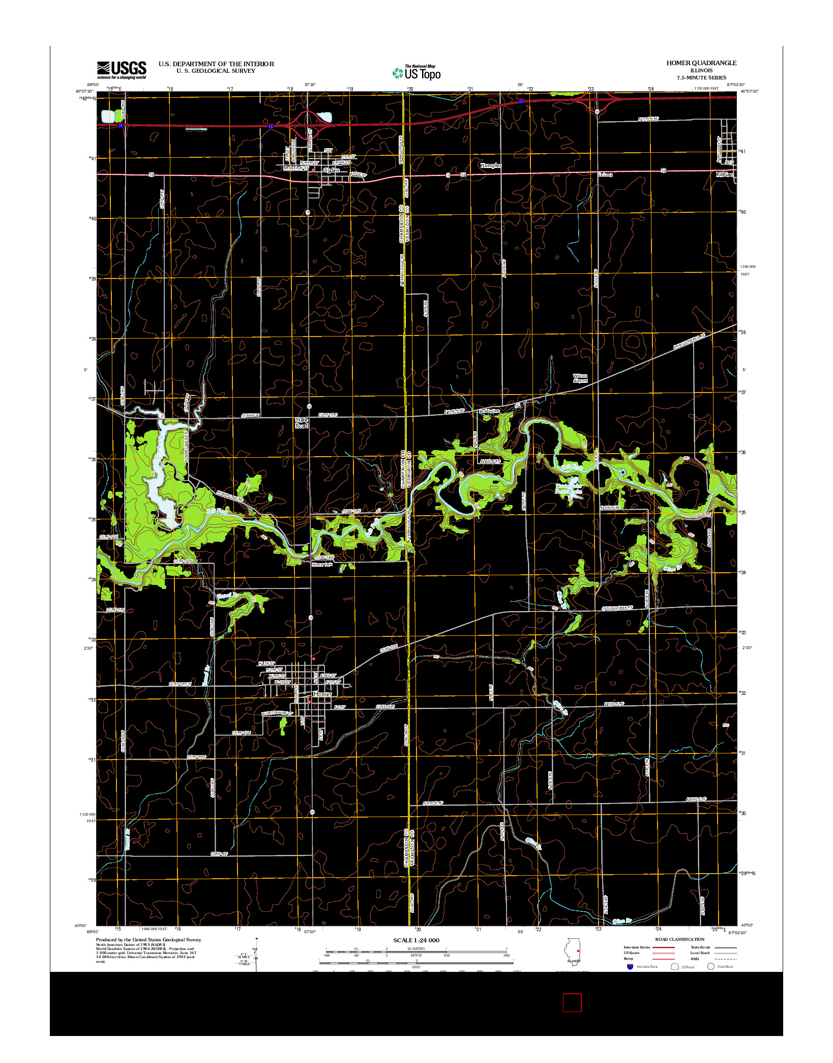 USGS US TOPO 7.5-MINUTE MAP FOR HOMER, IL 2012