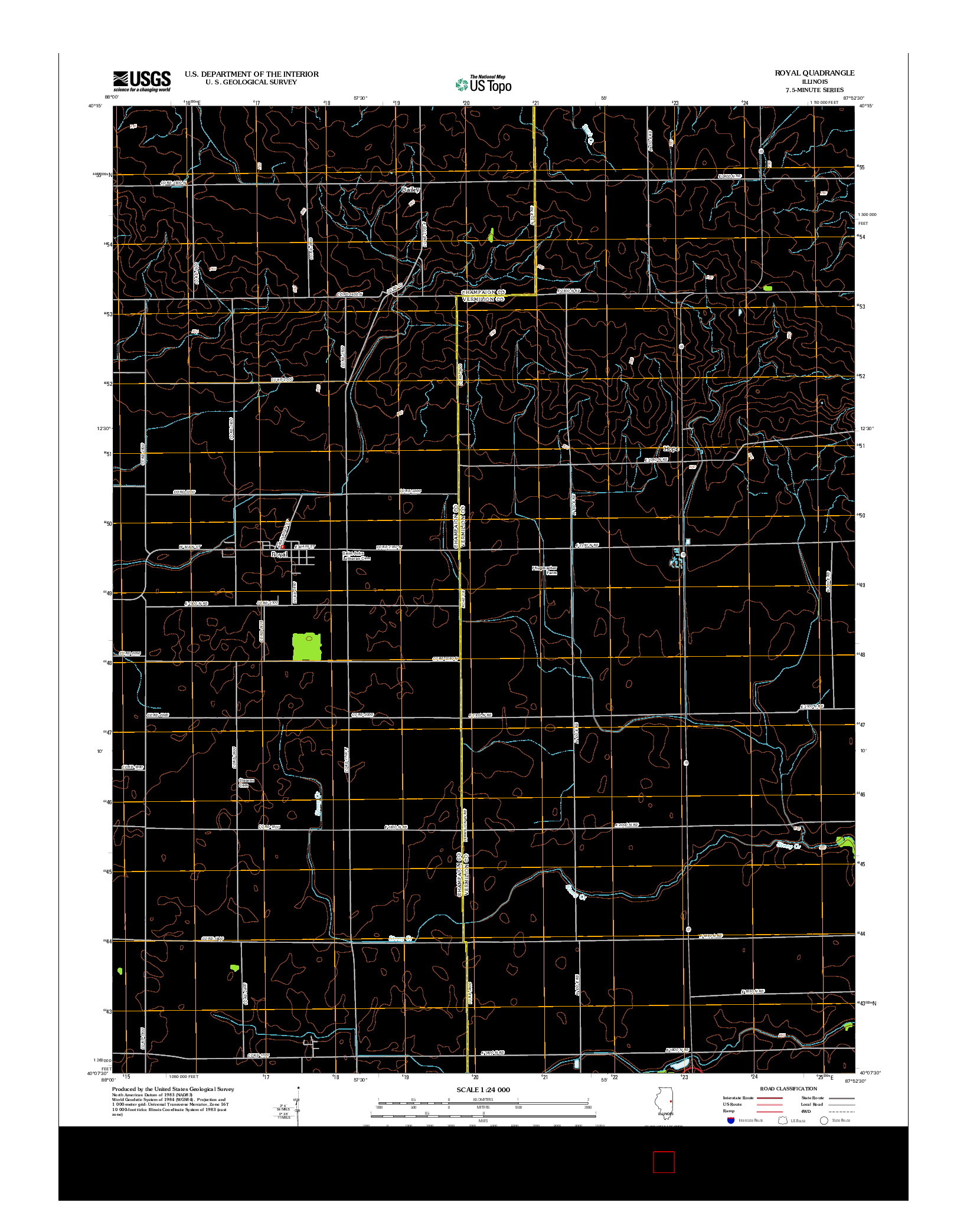 USGS US TOPO 7.5-MINUTE MAP FOR ROYAL, IL 2012