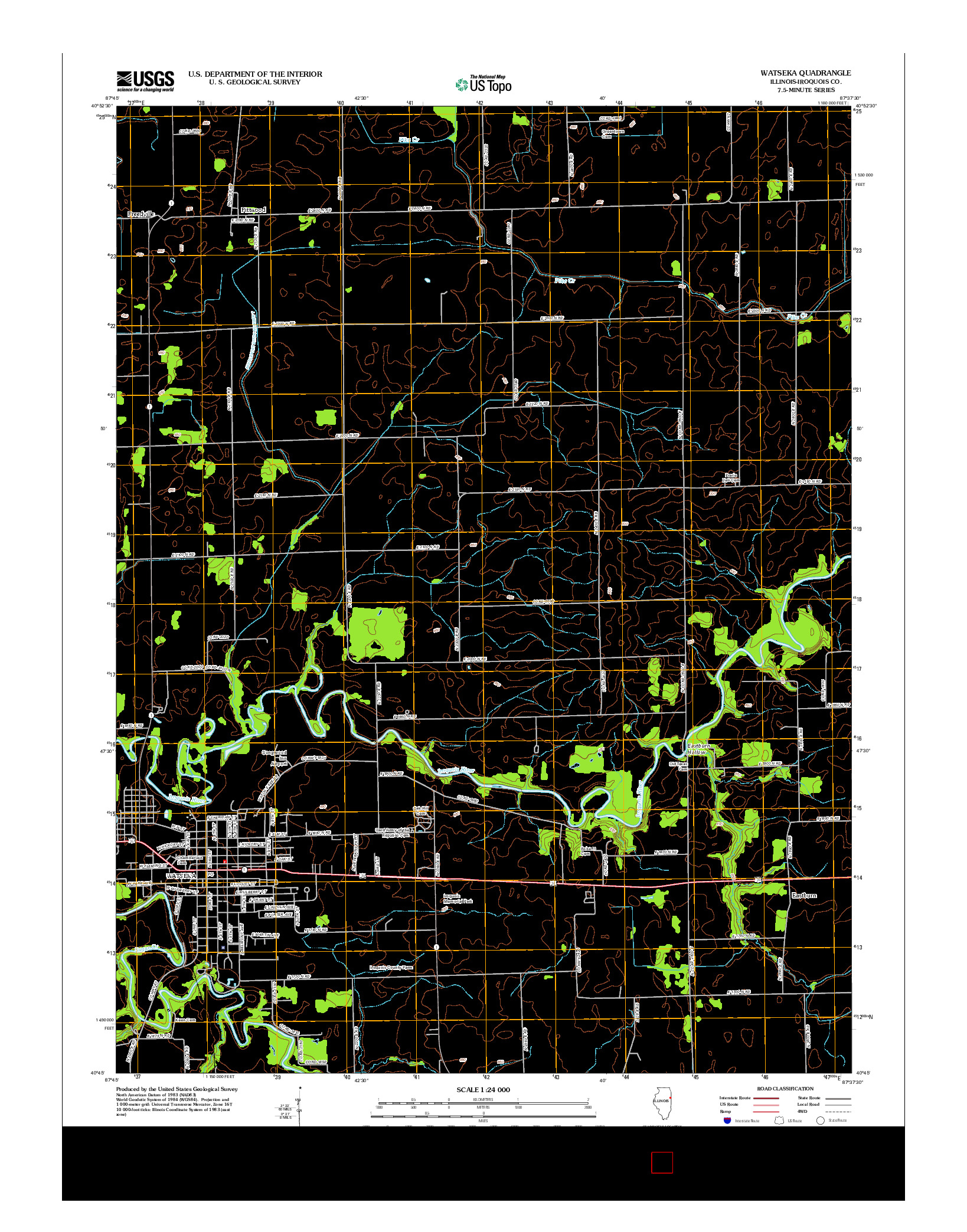 USGS US TOPO 7.5-MINUTE MAP FOR WATSEKA, IL 2012