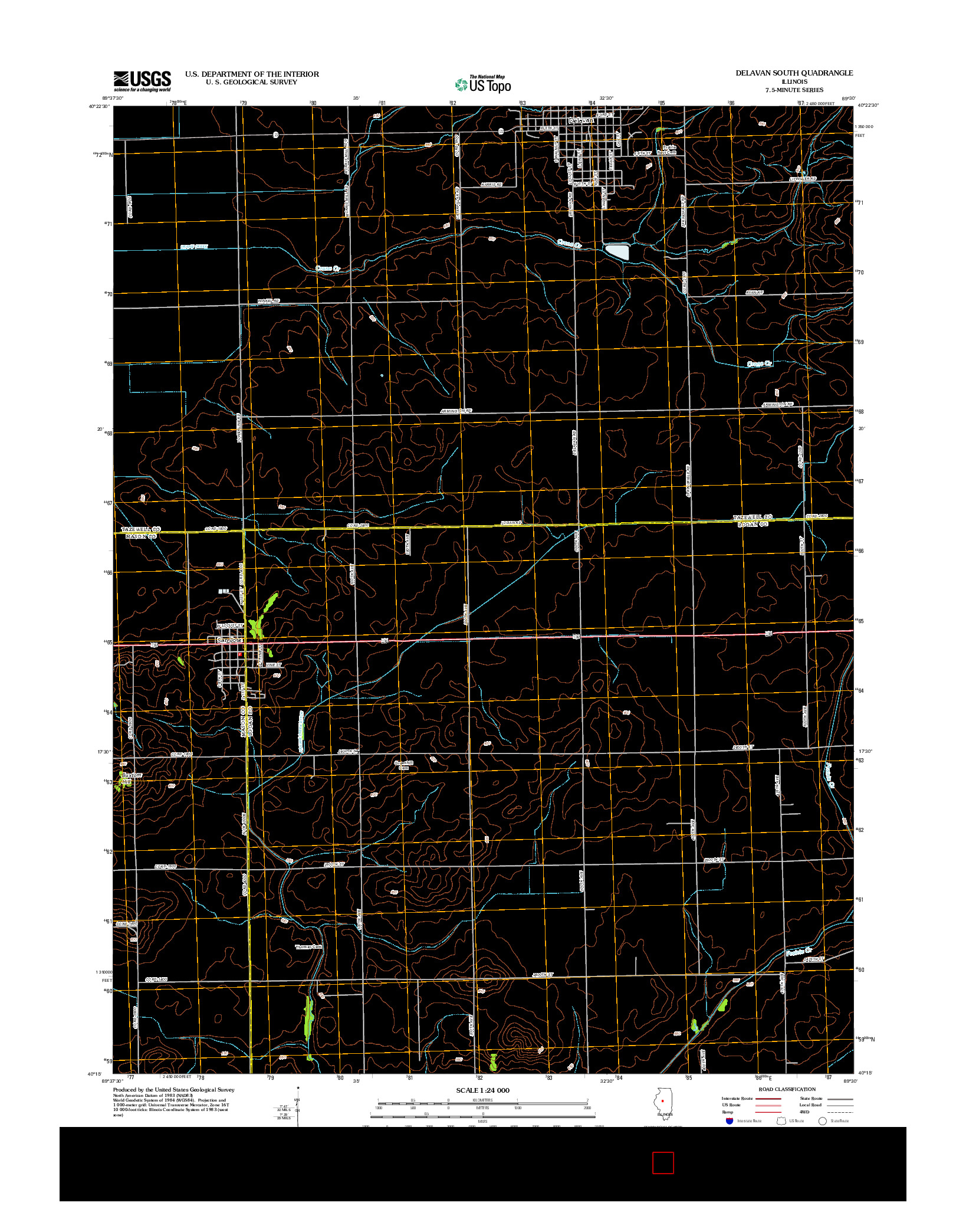 USGS US TOPO 7.5-MINUTE MAP FOR DELAVAN SOUTH, IL 2012