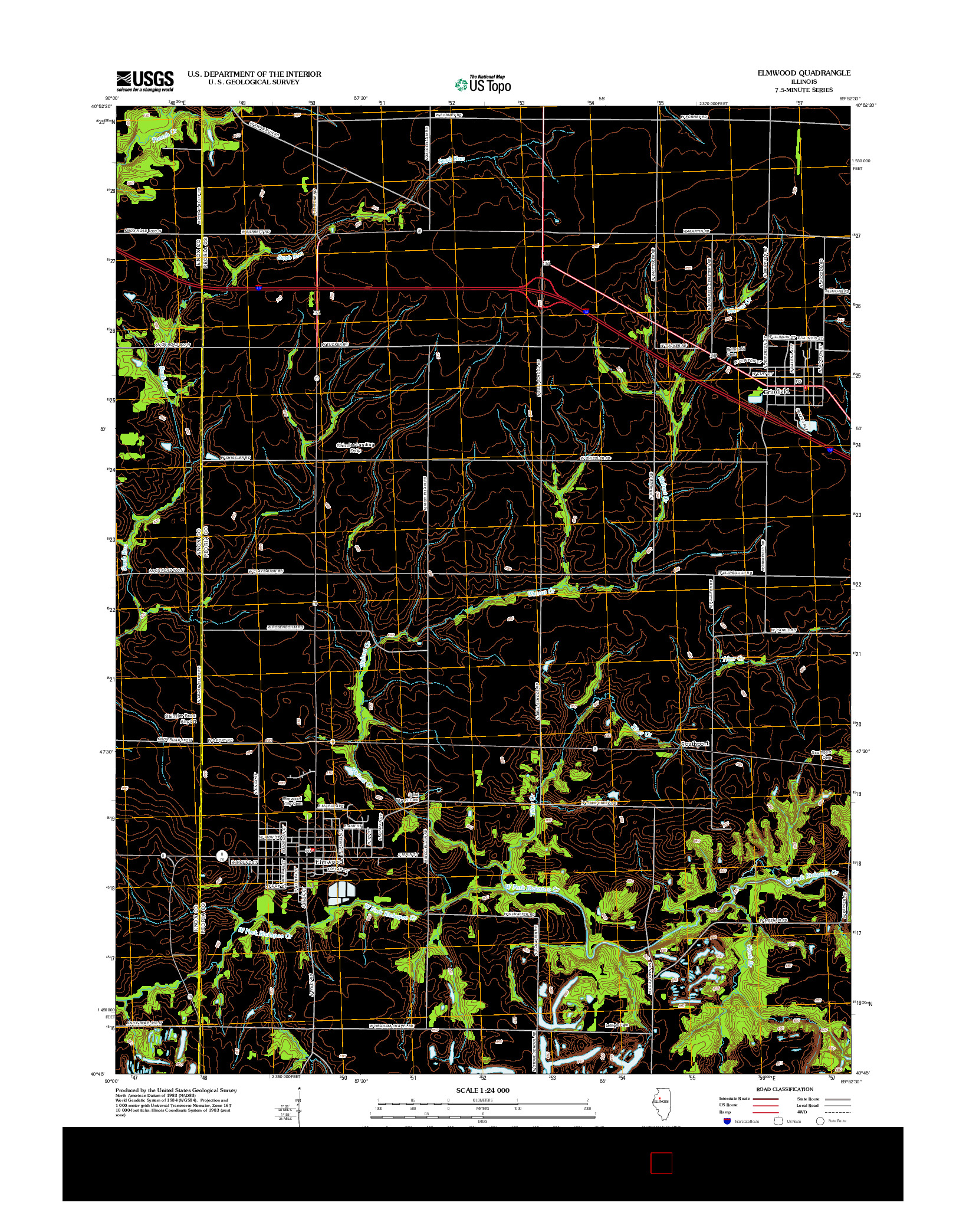 USGS US TOPO 7.5-MINUTE MAP FOR ELMWOOD, IL 2012