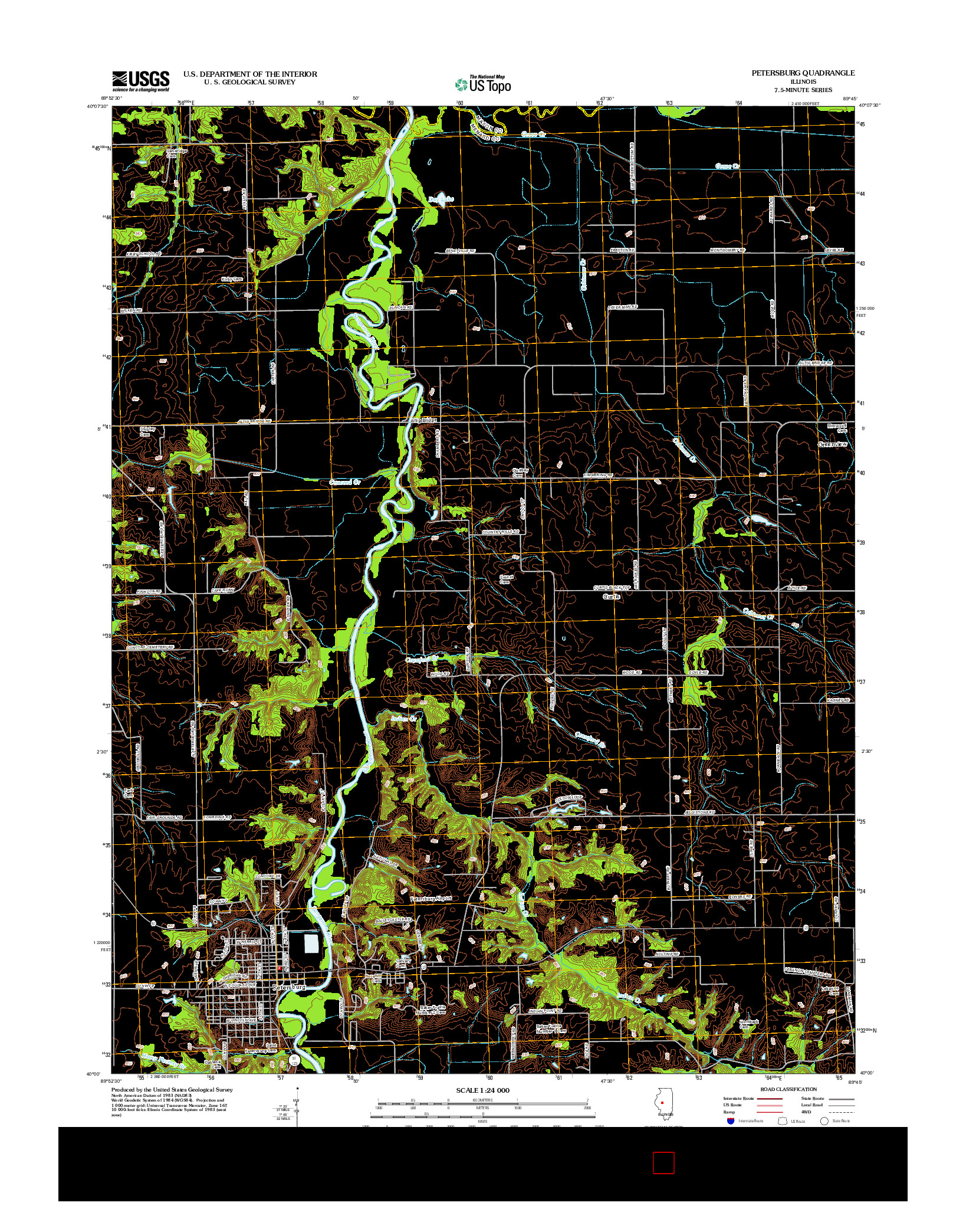 USGS US TOPO 7.5-MINUTE MAP FOR PETERSBURG, IL 2012