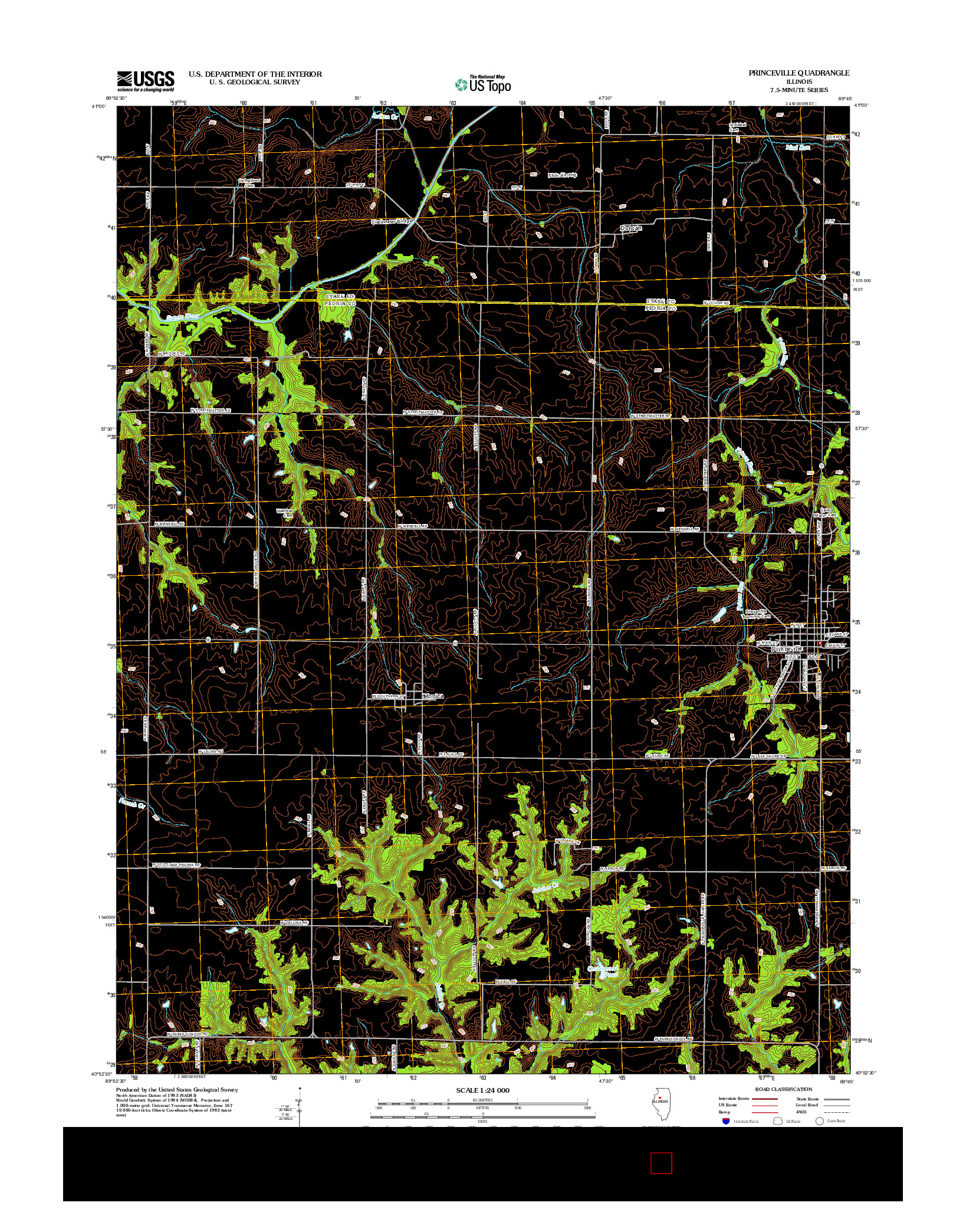 USGS US TOPO 7.5-MINUTE MAP FOR PRINCEVILLE, IL 2012