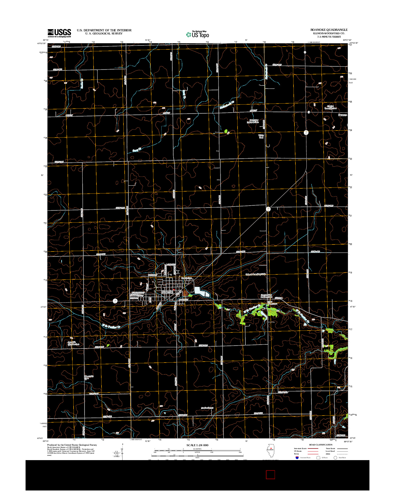 USGS US TOPO 7.5-MINUTE MAP FOR ROANOKE, IL 2012