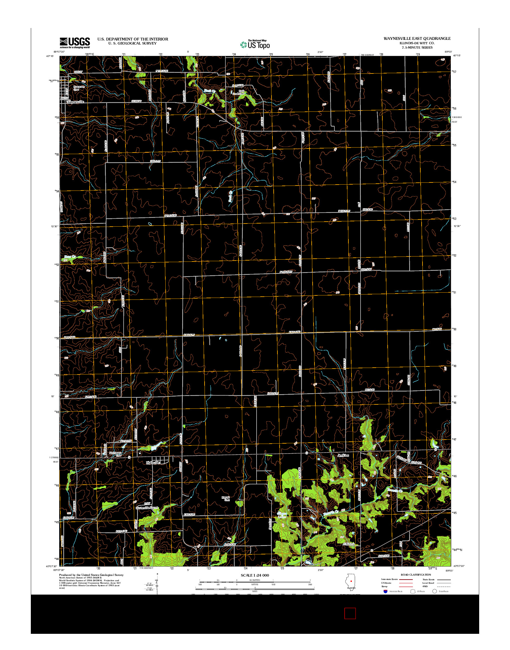 USGS US TOPO 7.5-MINUTE MAP FOR WAYNESVILLE EAST, IL 2012