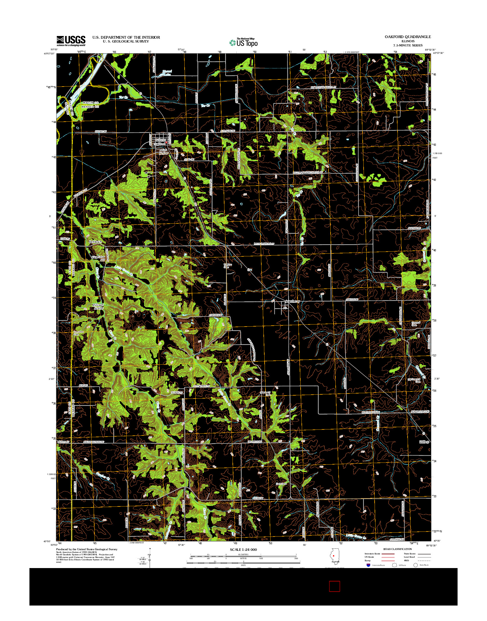 USGS US TOPO 7.5-MINUTE MAP FOR OAKFORD, IL 2012