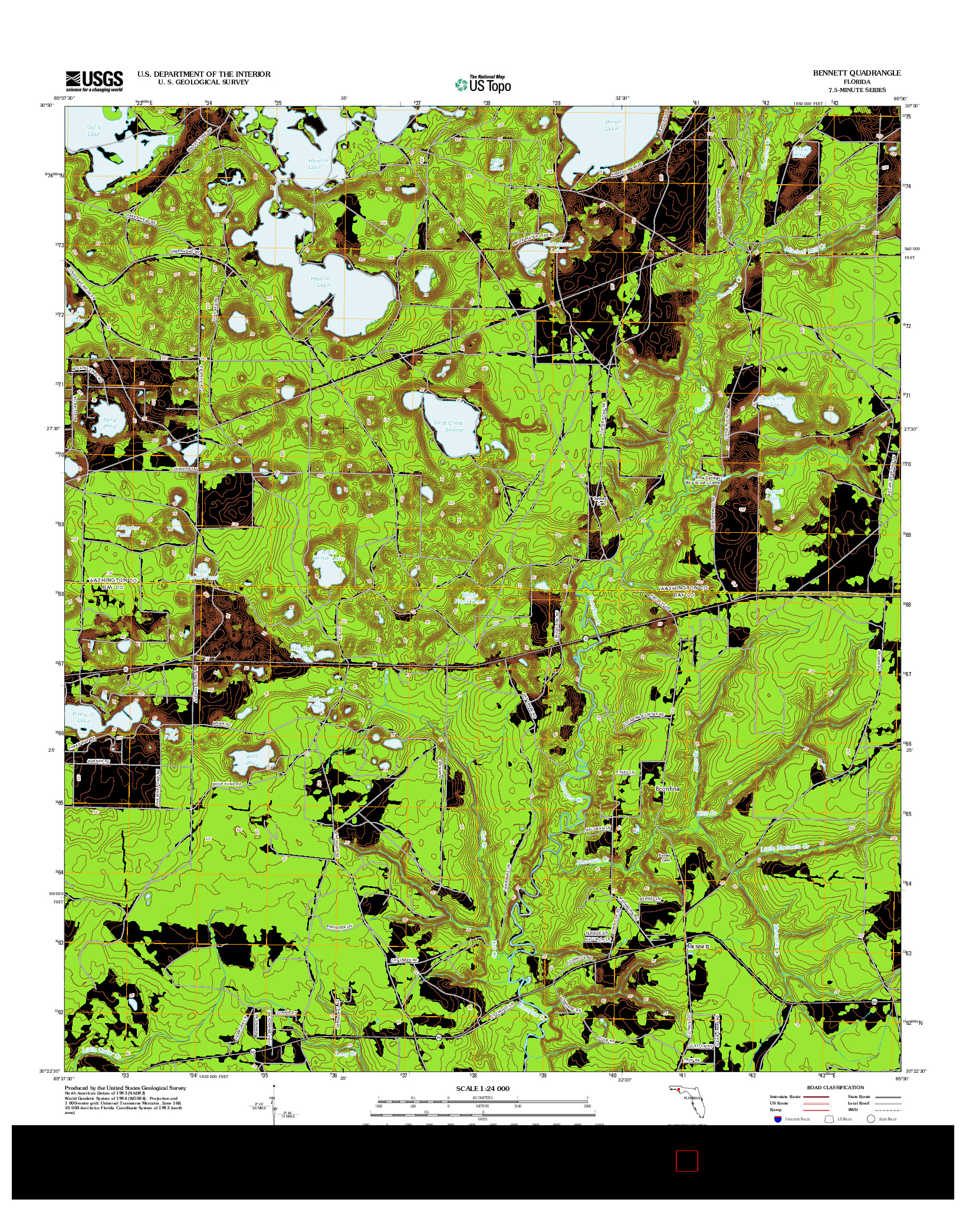 USGS US TOPO 7.5-MINUTE MAP FOR BENNETT, FL 2012