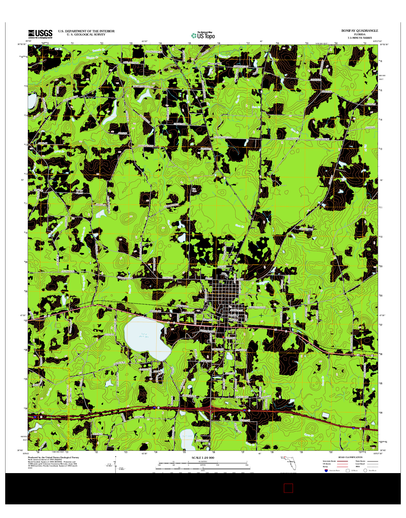 USGS US TOPO 7.5-MINUTE MAP FOR BONIFAY, FL 2012