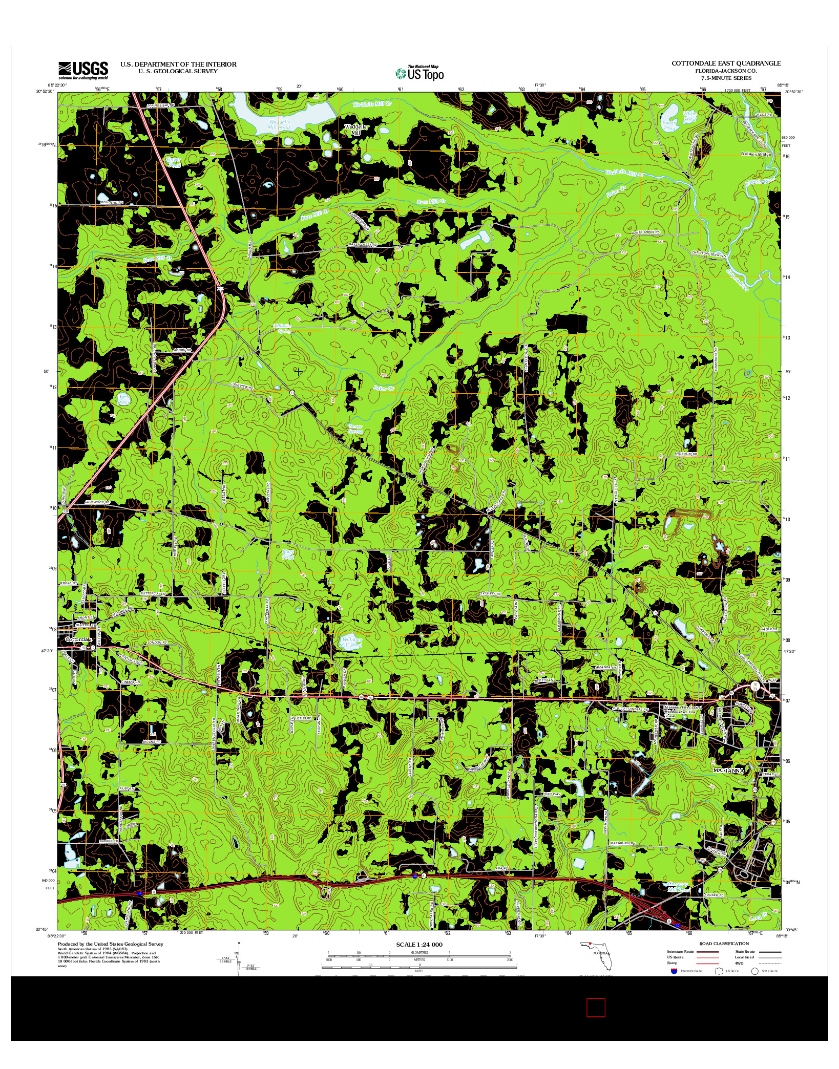 USGS US TOPO 7.5-MINUTE MAP FOR COTTONDALE EAST, FL 2012