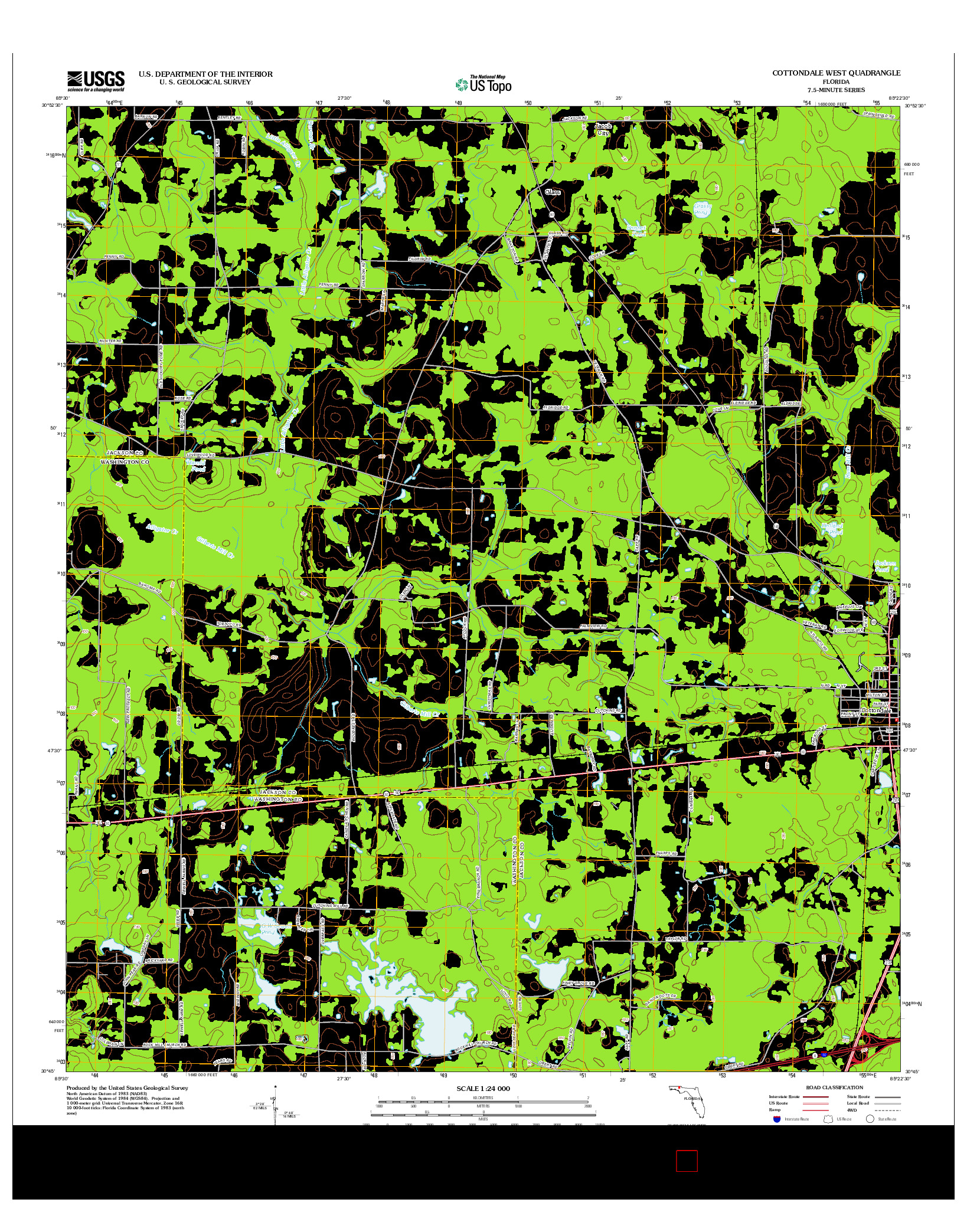 USGS US TOPO 7.5-MINUTE MAP FOR COTTONDALE WEST, FL 2012