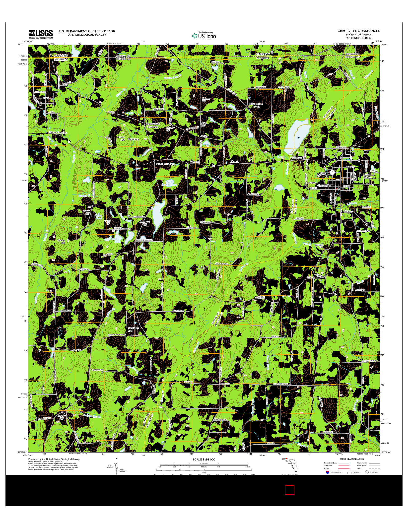 USGS US TOPO 7.5-MINUTE MAP FOR GRACEVILLE, FL-AL 2012