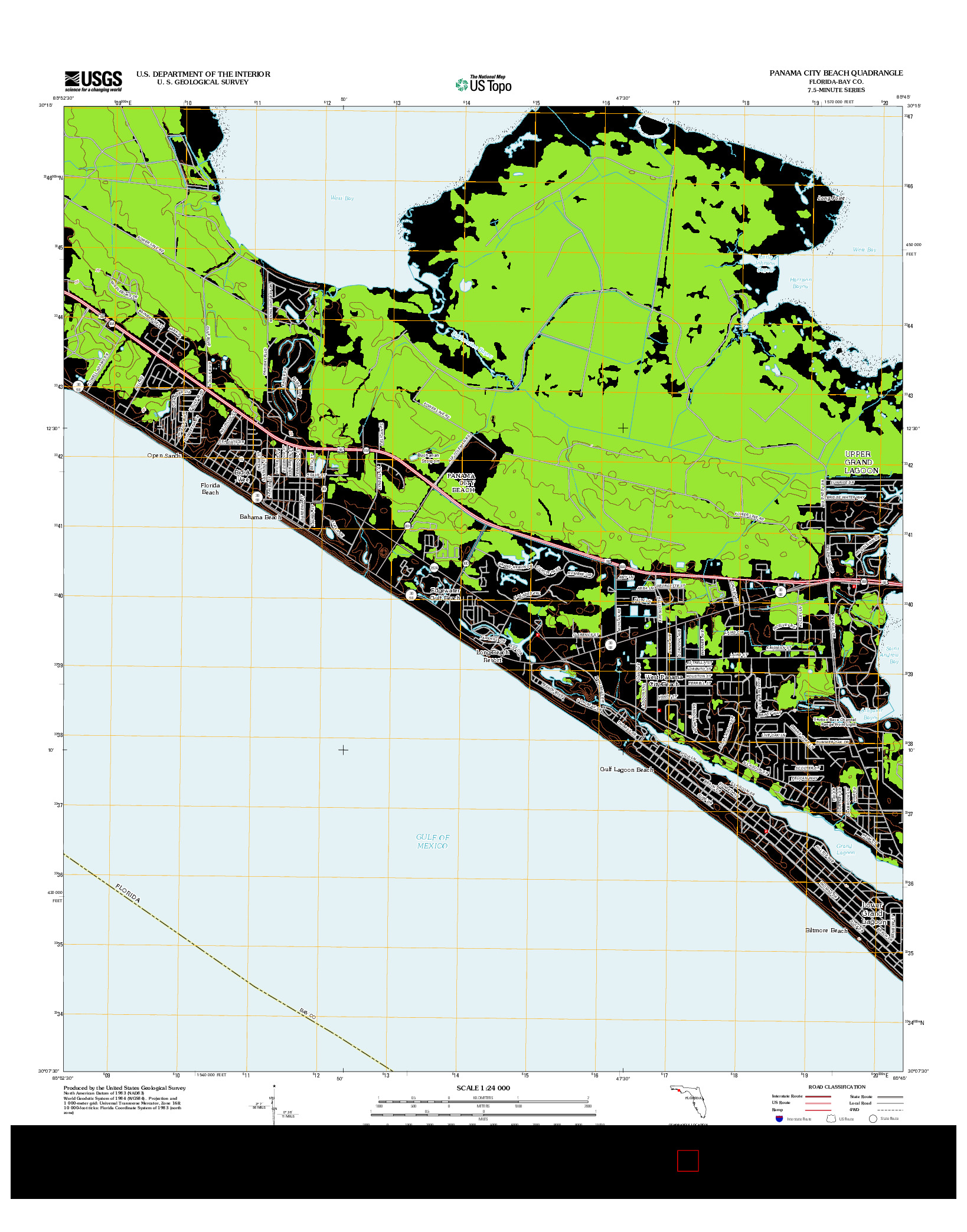 USGS US TOPO 7.5-MINUTE MAP FOR PANAMA CITY BEACH, FL 2012