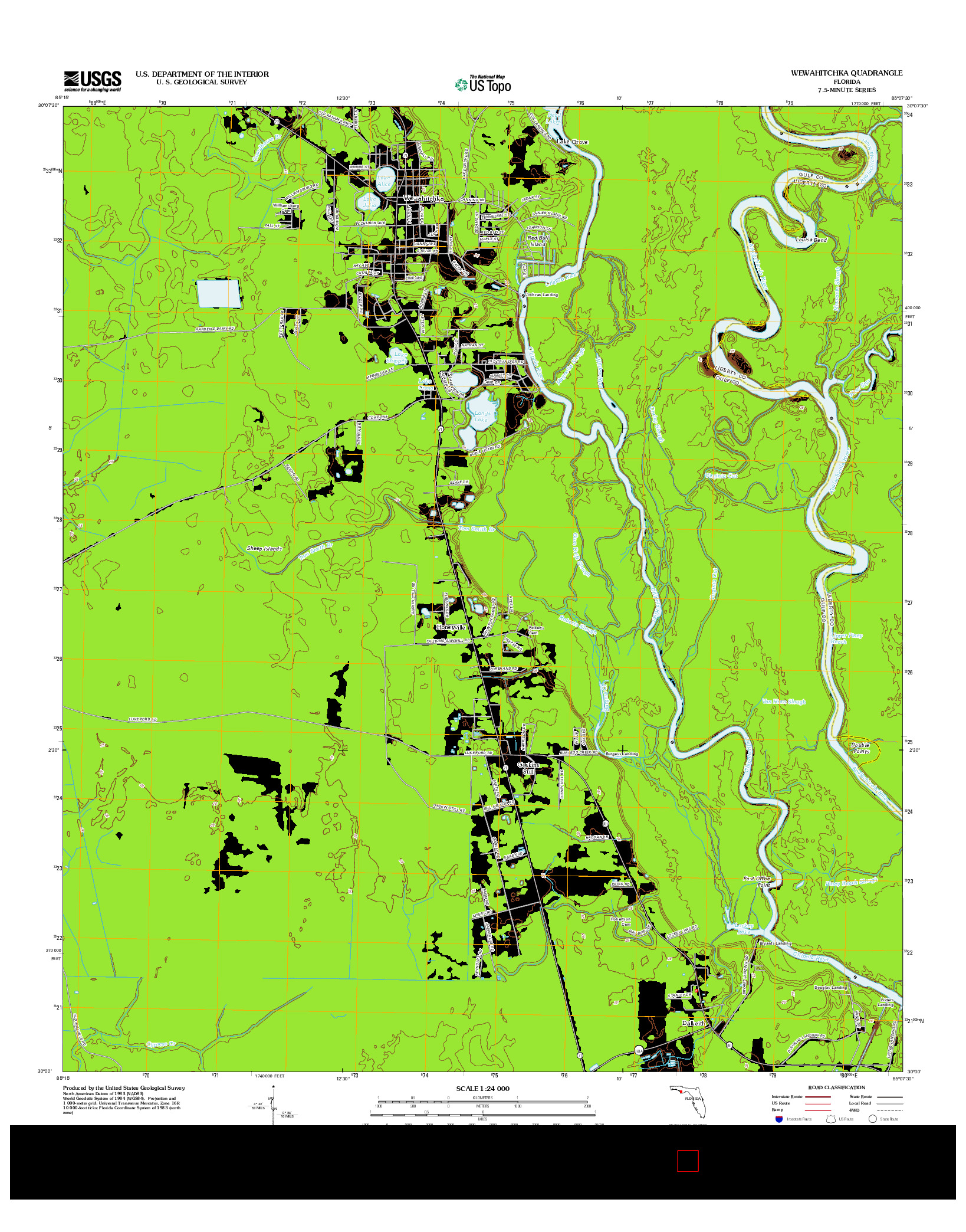 USGS US TOPO 7.5-MINUTE MAP FOR WEWAHITCHKA, FL 2012