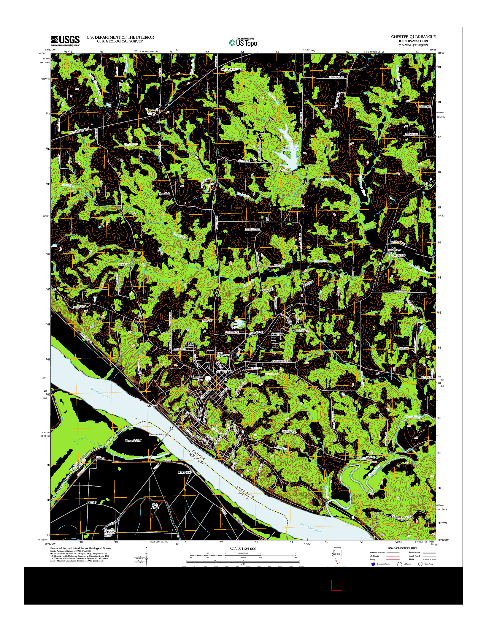 USGS US TOPO 7.5-MINUTE MAP FOR CHESTER, IL-MO 2012