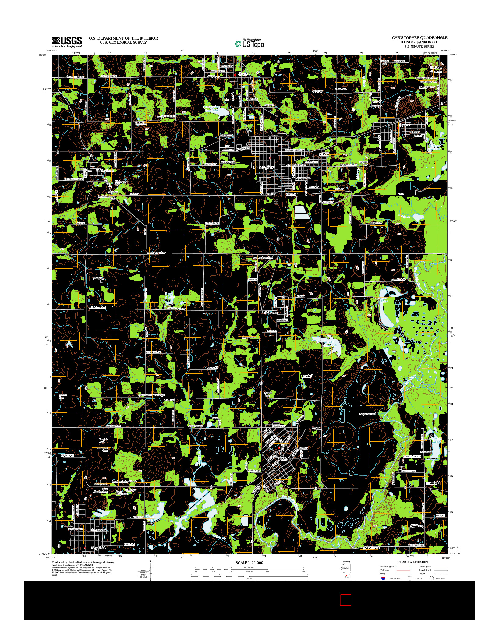USGS US TOPO 7.5-MINUTE MAP FOR CHRISTOPHER, IL 2012