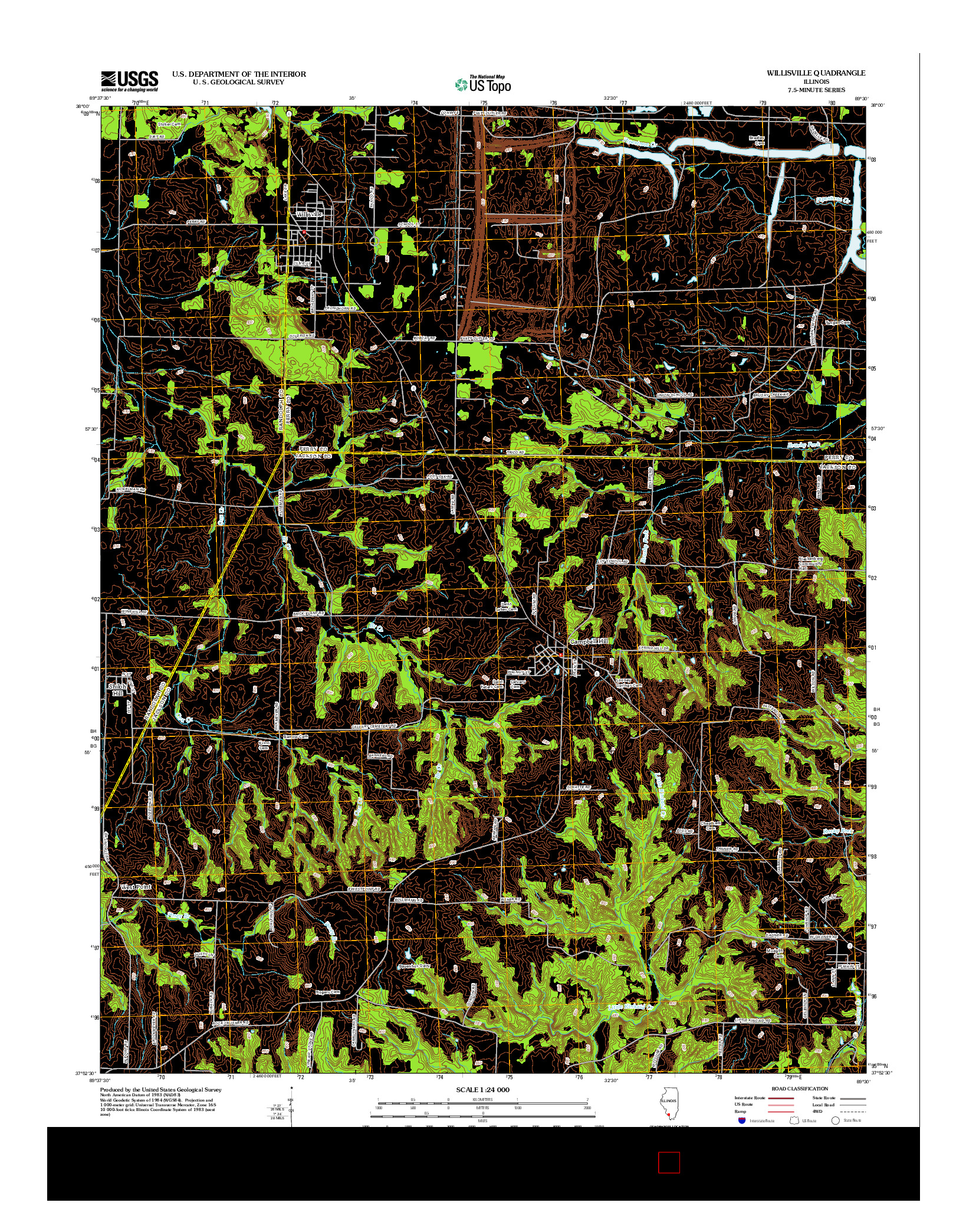 USGS US TOPO 7.5-MINUTE MAP FOR WILLISVILLE, IL 2012