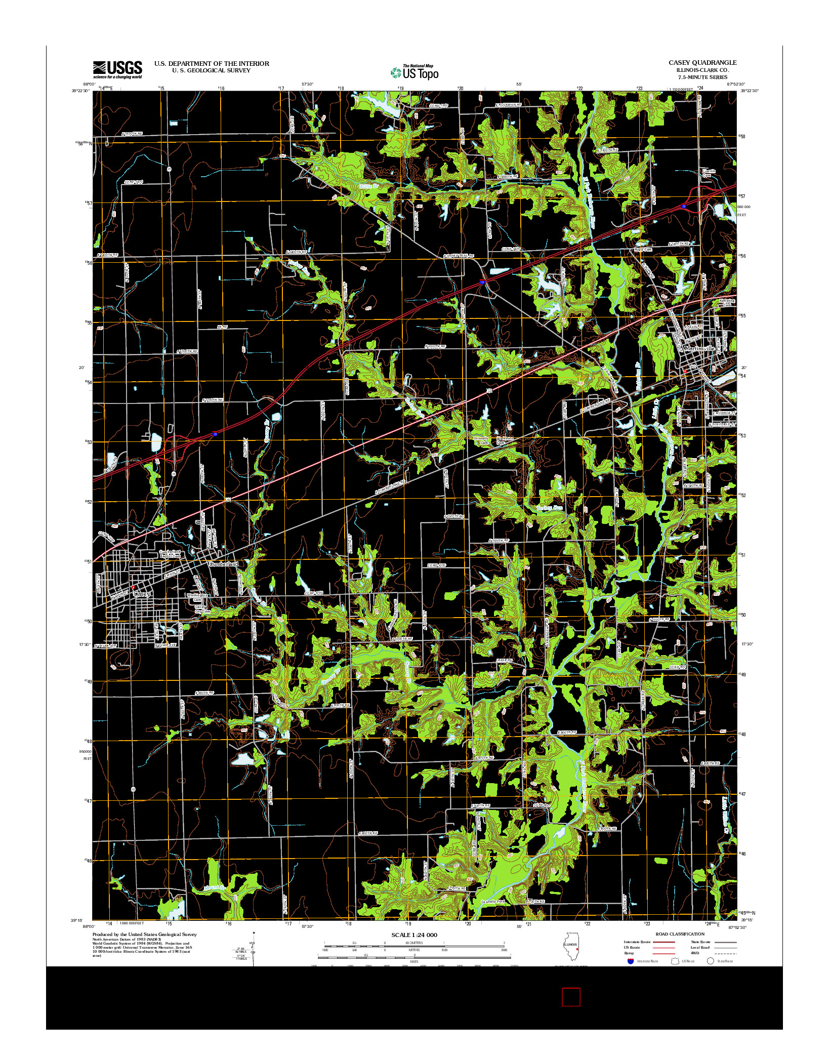 USGS US TOPO 7.5-MINUTE MAP FOR CASEY, IL 2012