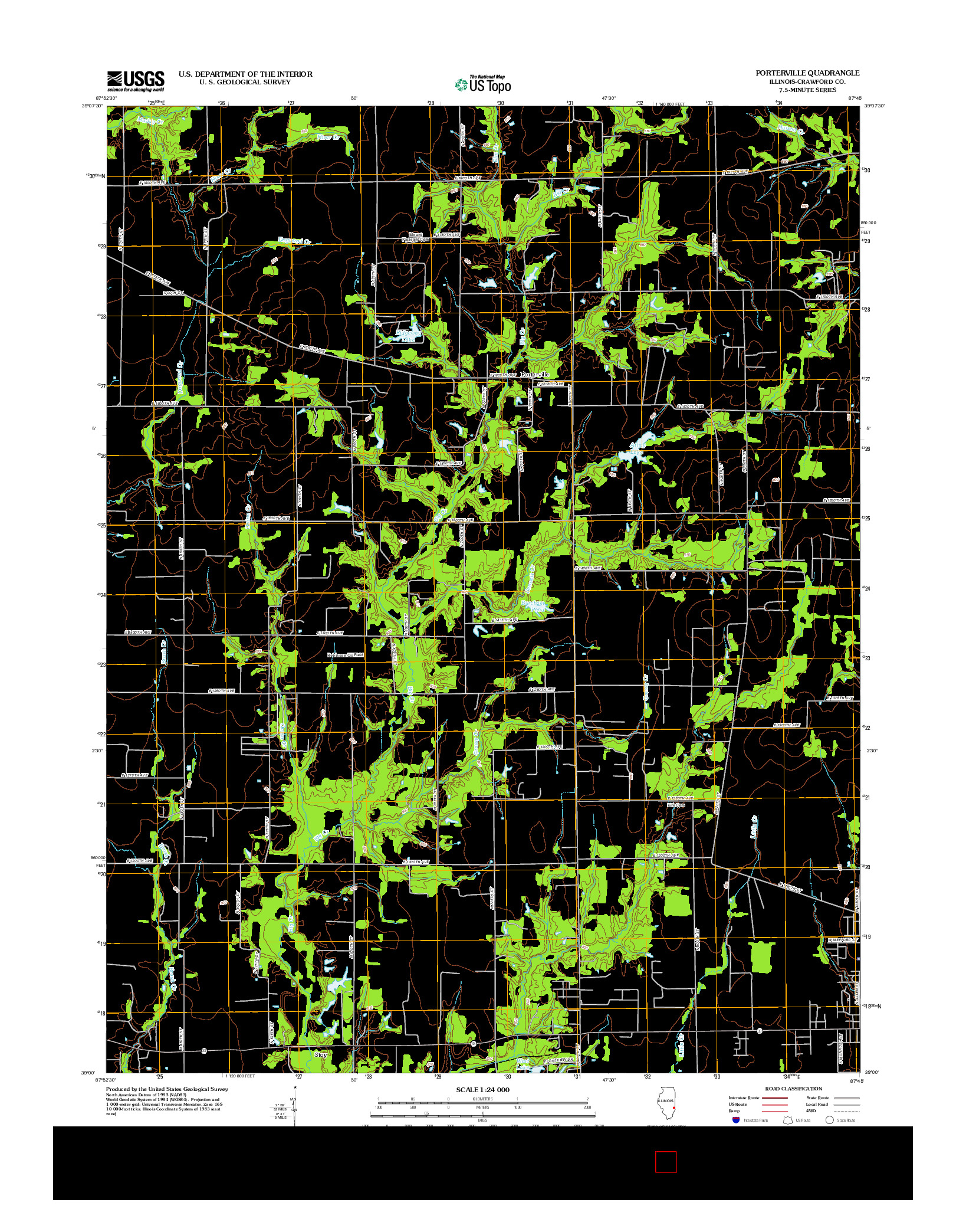 USGS US TOPO 7.5-MINUTE MAP FOR PORTERVILLE, IL 2012