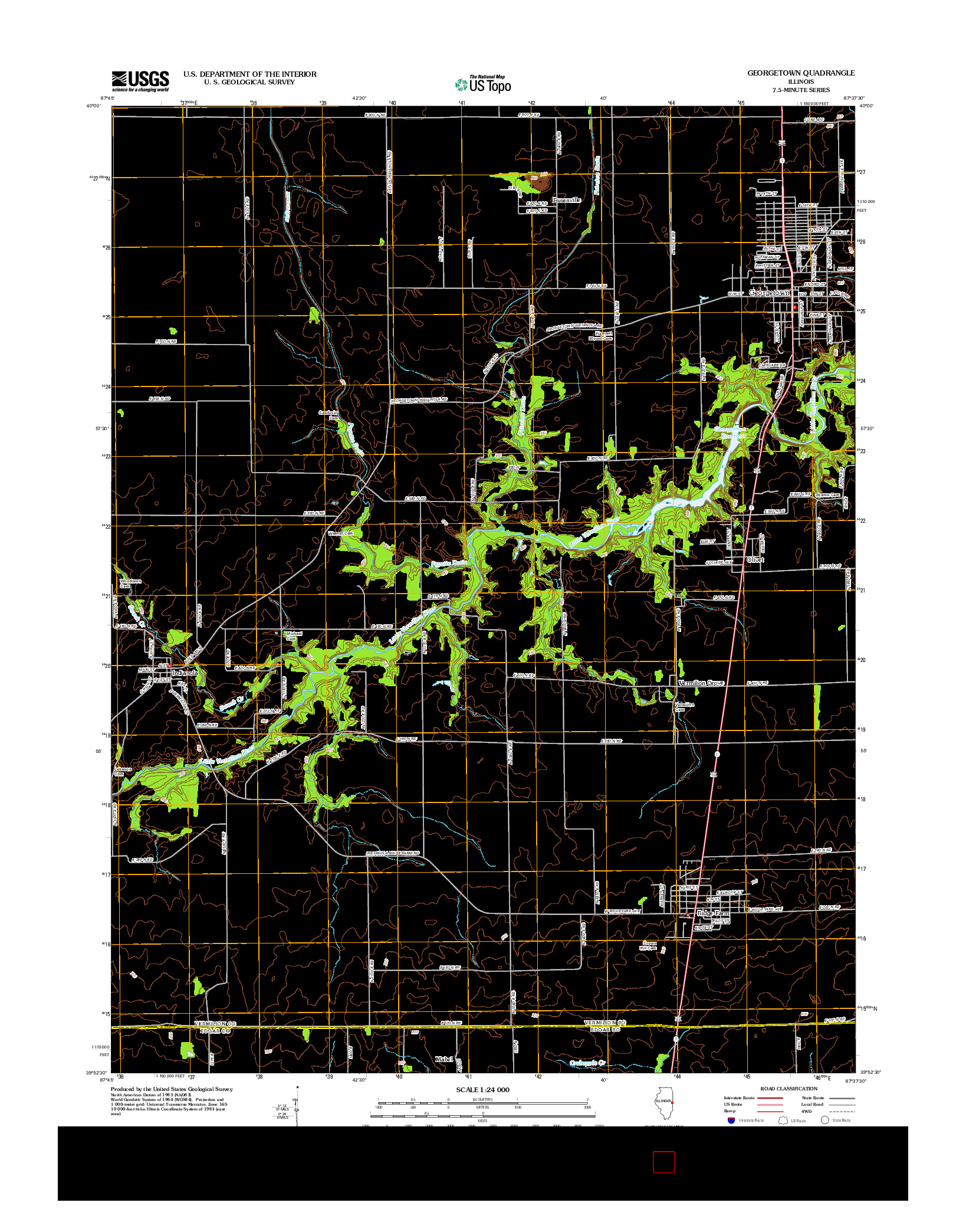 USGS US TOPO 7.5-MINUTE MAP FOR GEORGETOWN, IL 2012