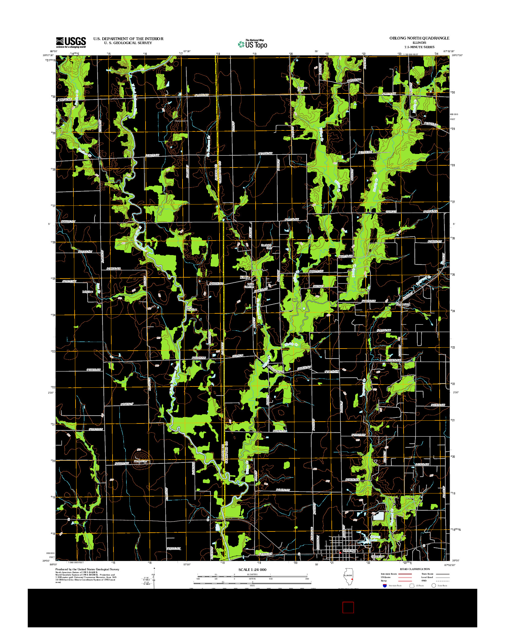 USGS US TOPO 7.5-MINUTE MAP FOR OBLONG NORTH, IL 2012