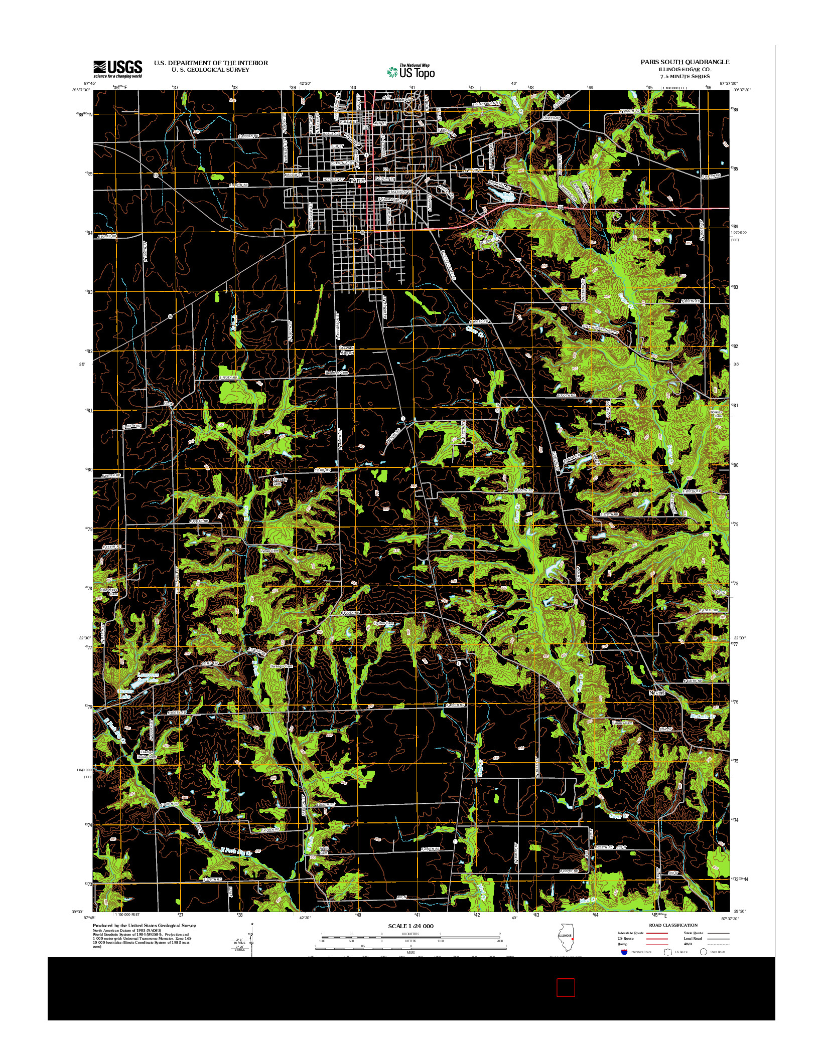 USGS US TOPO 7.5-MINUTE MAP FOR PARIS SOUTH, IL 2012