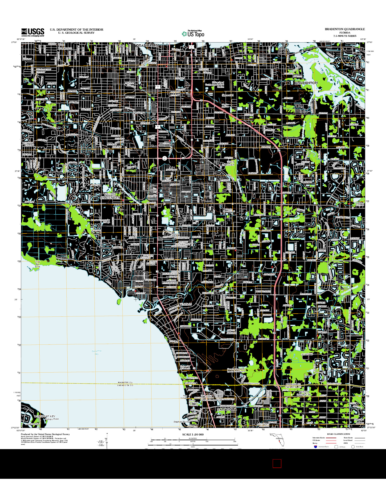 USGS US TOPO 7.5-MINUTE MAP FOR BRADENTON, FL 2012