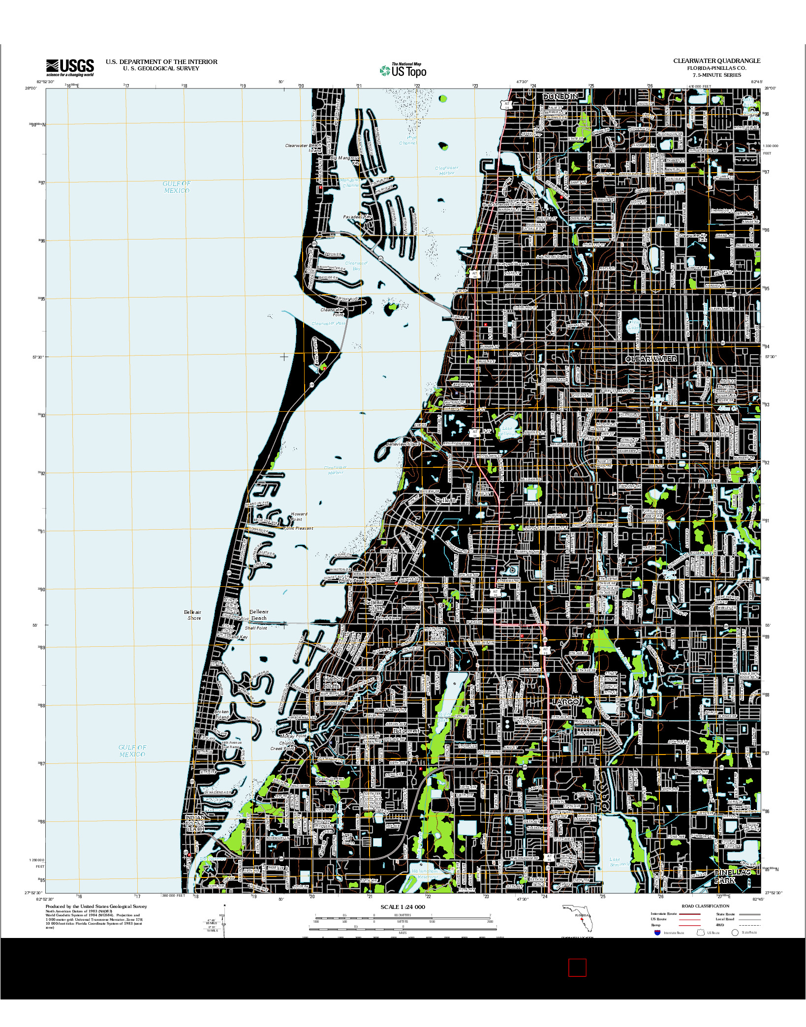 USGS US TOPO 7.5-MINUTE MAP FOR CLEARWATER, FL 2012