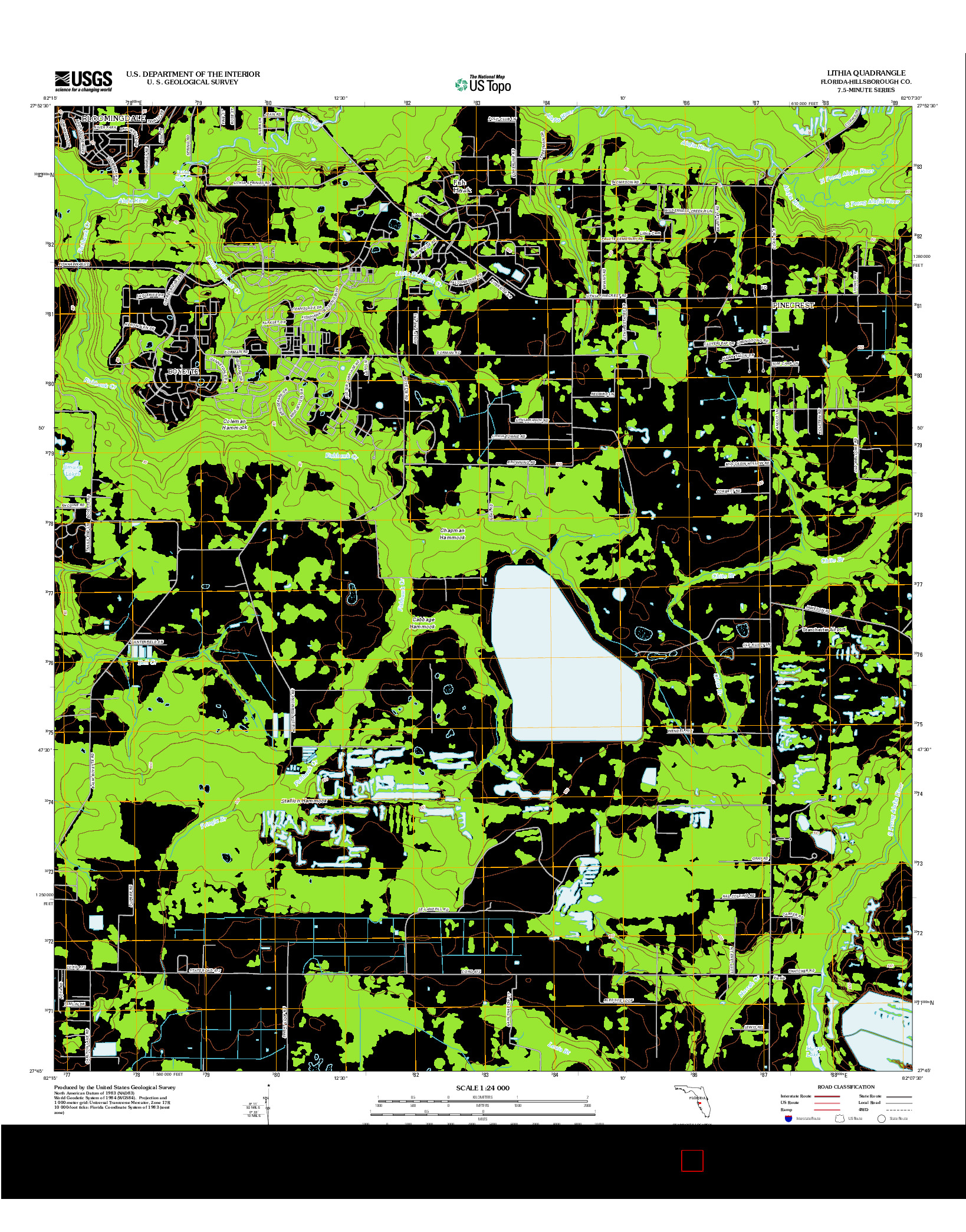 USGS US TOPO 7.5-MINUTE MAP FOR LITHIA, FL 2012