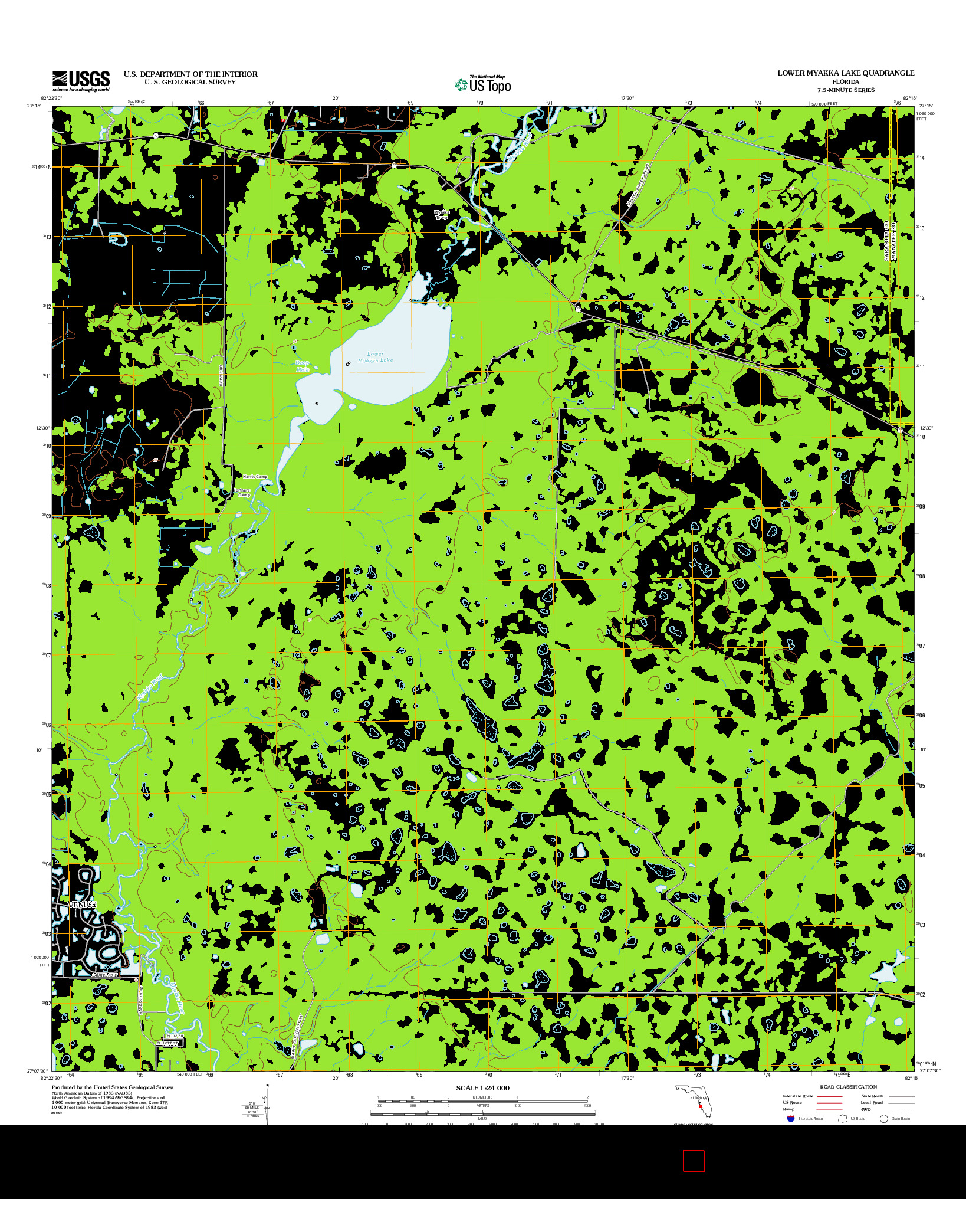 USGS US TOPO 7.5-MINUTE MAP FOR LOWER MYAKKA LAKE, FL 2012