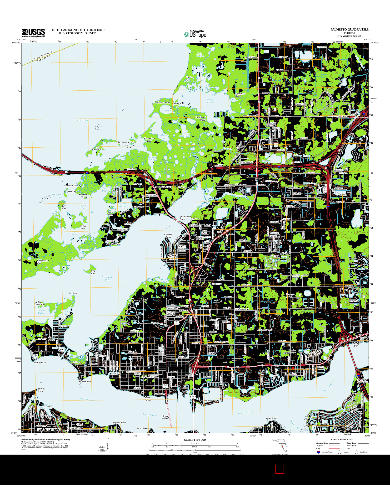 USGS US TOPO 7.5-MINUTE MAP FOR PALMETTO, FL 2012