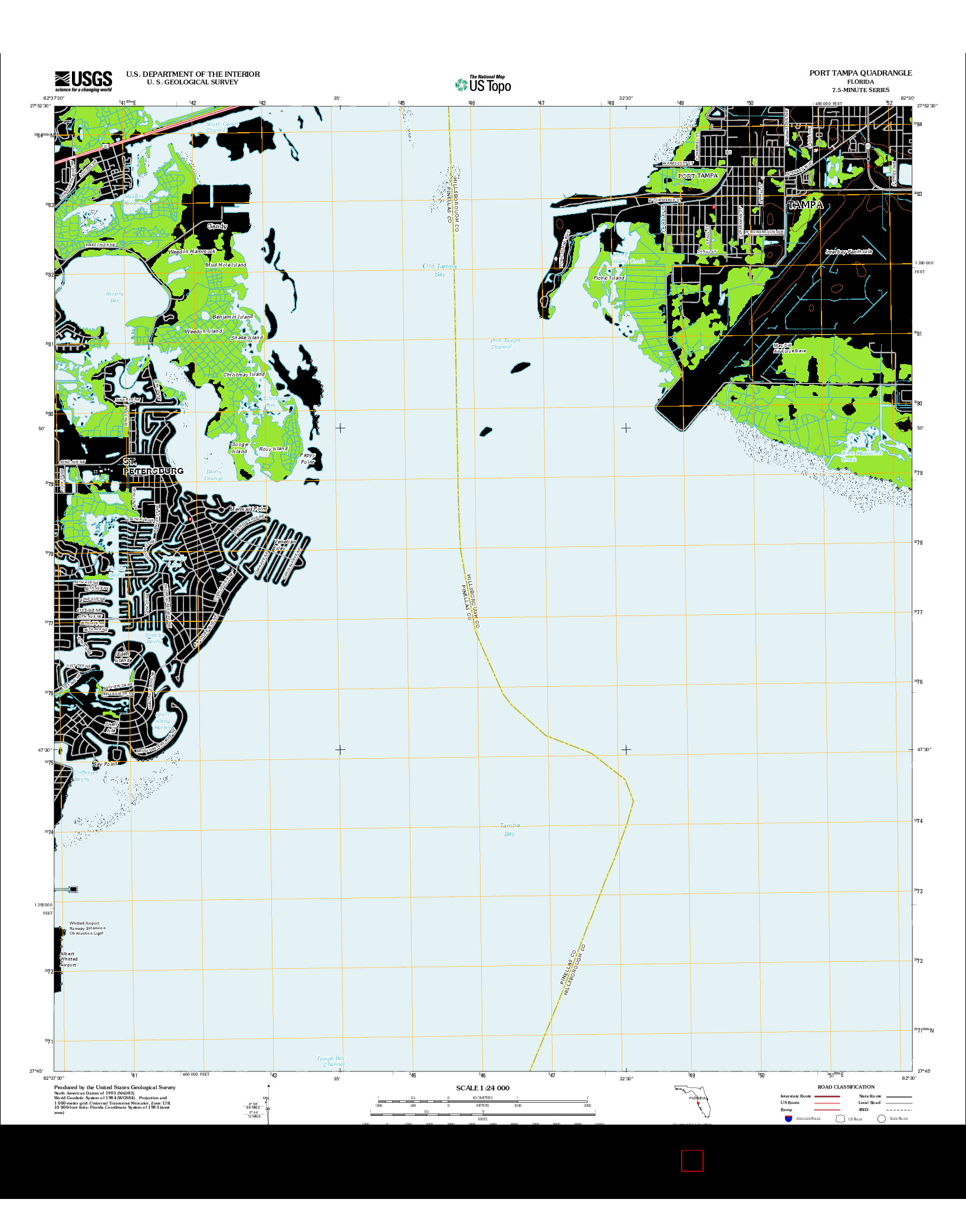 USGS US TOPO 7.5-MINUTE MAP FOR PORT TAMPA, FL 2012