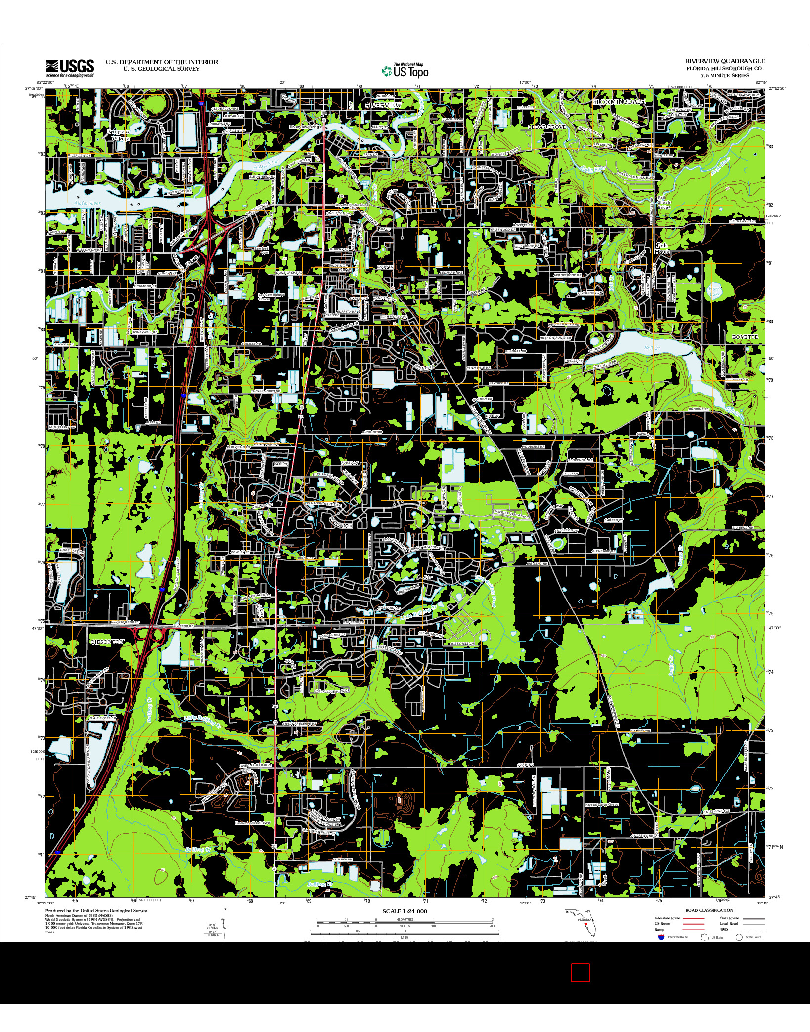 USGS US TOPO 7.5-MINUTE MAP FOR RIVERVIEW, FL 2012