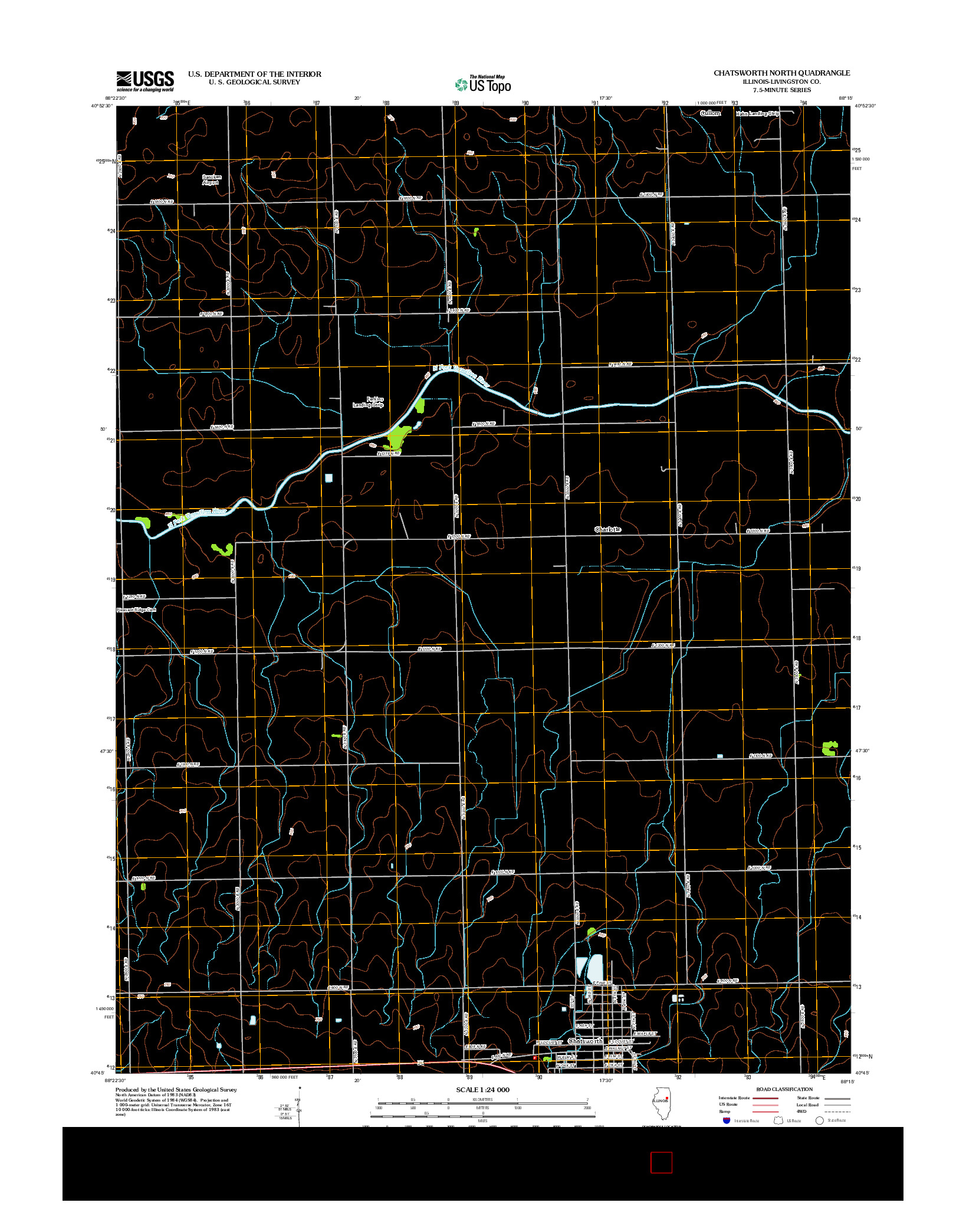 USGS US TOPO 7.5-MINUTE MAP FOR CHATSWORTH NORTH, IL 2012