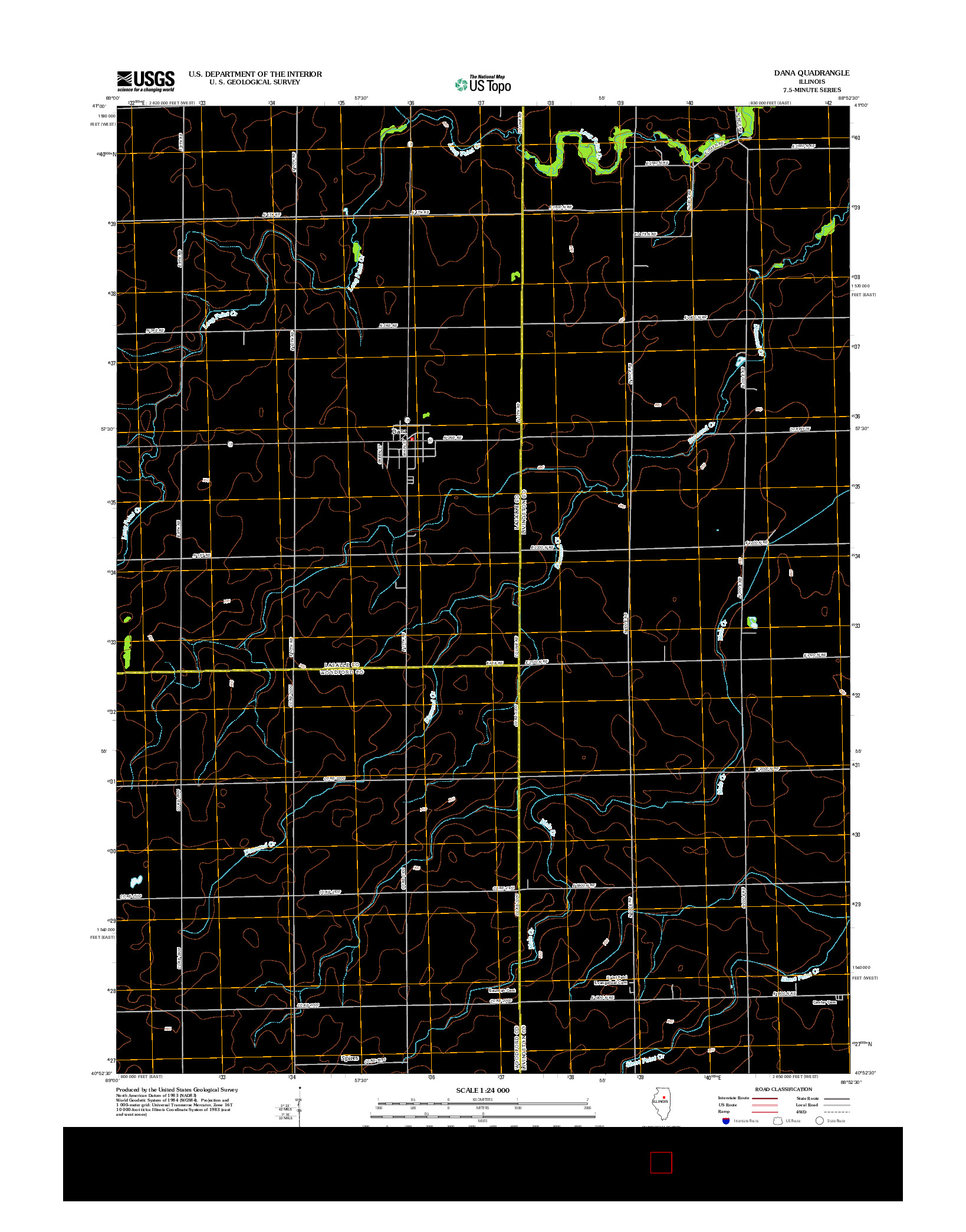 USGS US TOPO 7.5-MINUTE MAP FOR DANA, IL 2012