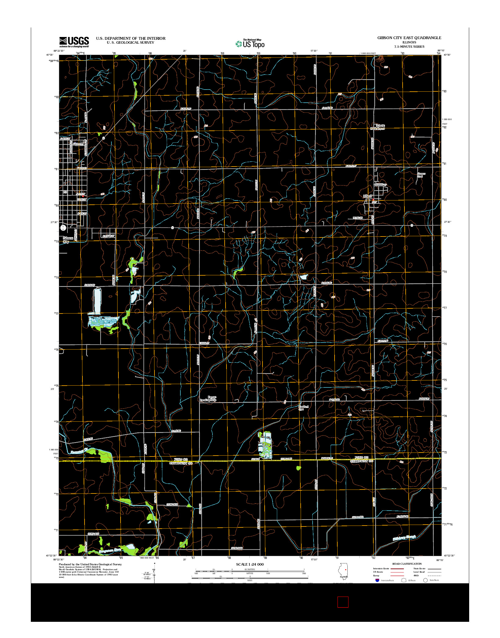 USGS US TOPO 7.5-MINUTE MAP FOR GIBSON CITY EAST, IL 2012