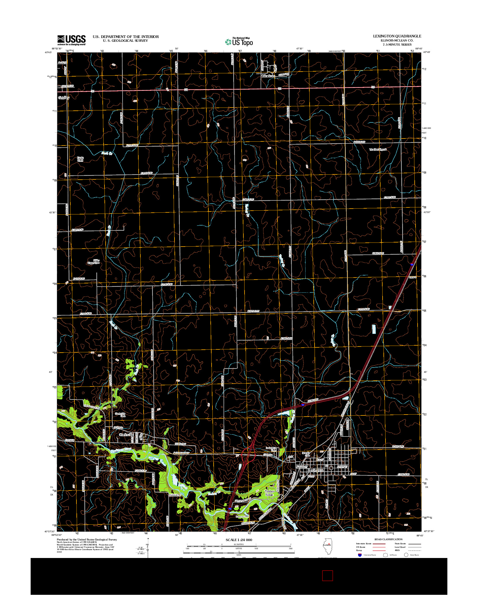 USGS US TOPO 7.5-MINUTE MAP FOR LEXINGTON, IL 2012