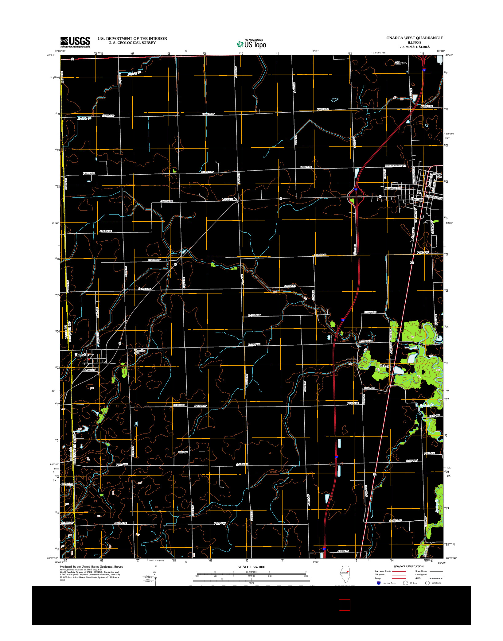 USGS US TOPO 7.5-MINUTE MAP FOR ONARGA WEST, IL 2012